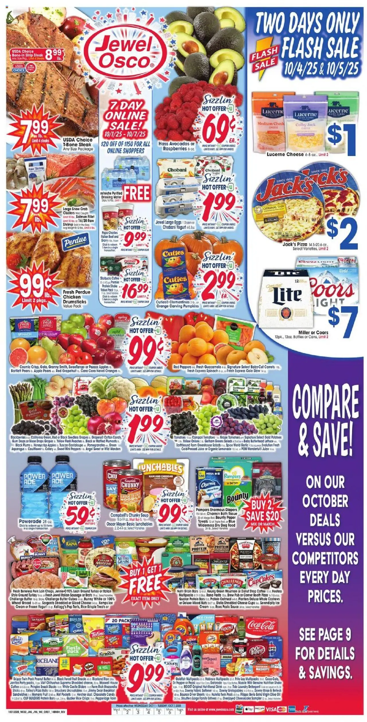 Jewel Osco Weekly Ad - IL - valid from 01.10.2025 | Page: 1 | Products: Cheese, Pork, Rice, Grapefruit