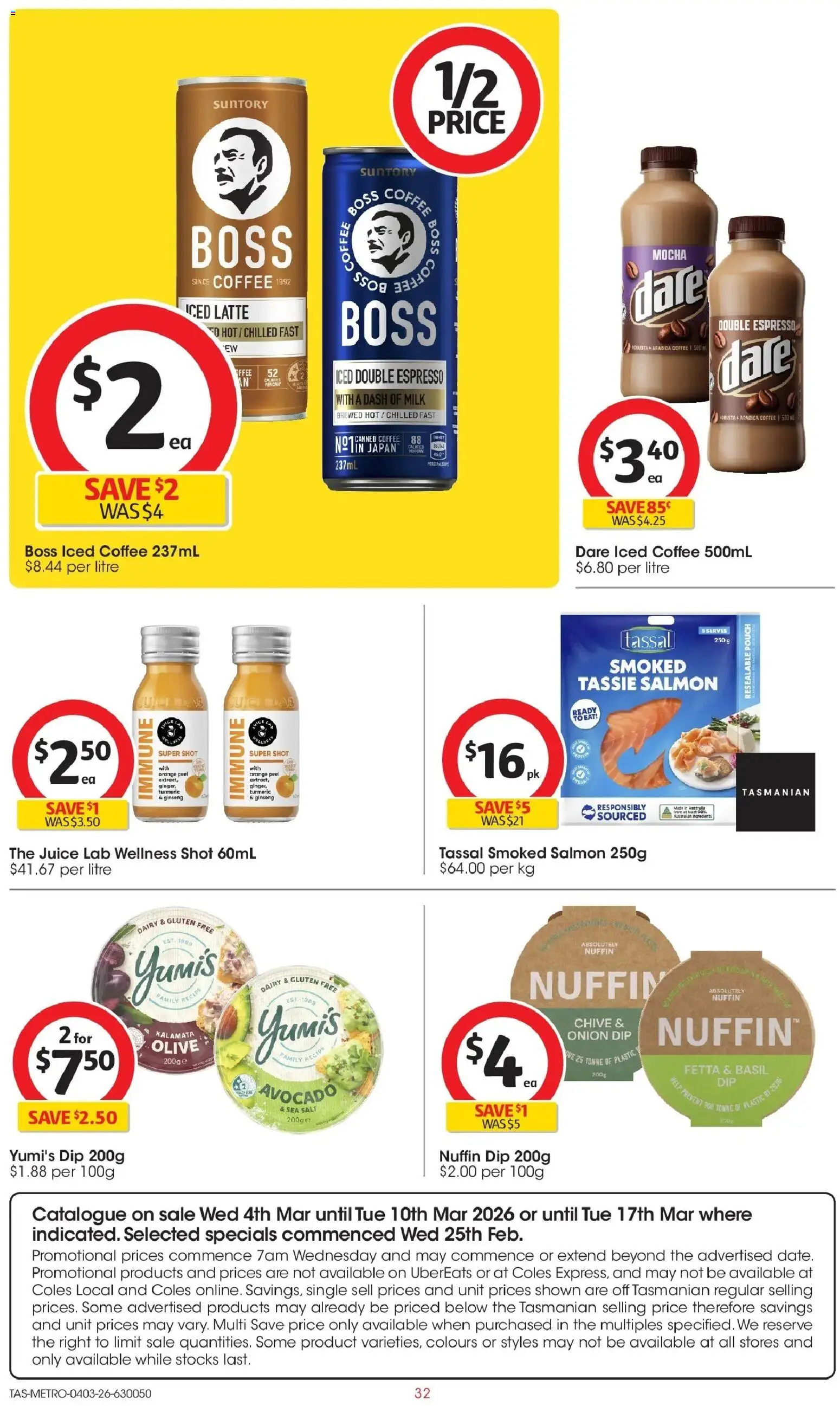 Coles catalogue - valid from 04.03.2026 | Page: 32 | Products: Dairy, Coffee, Juice, Salmon