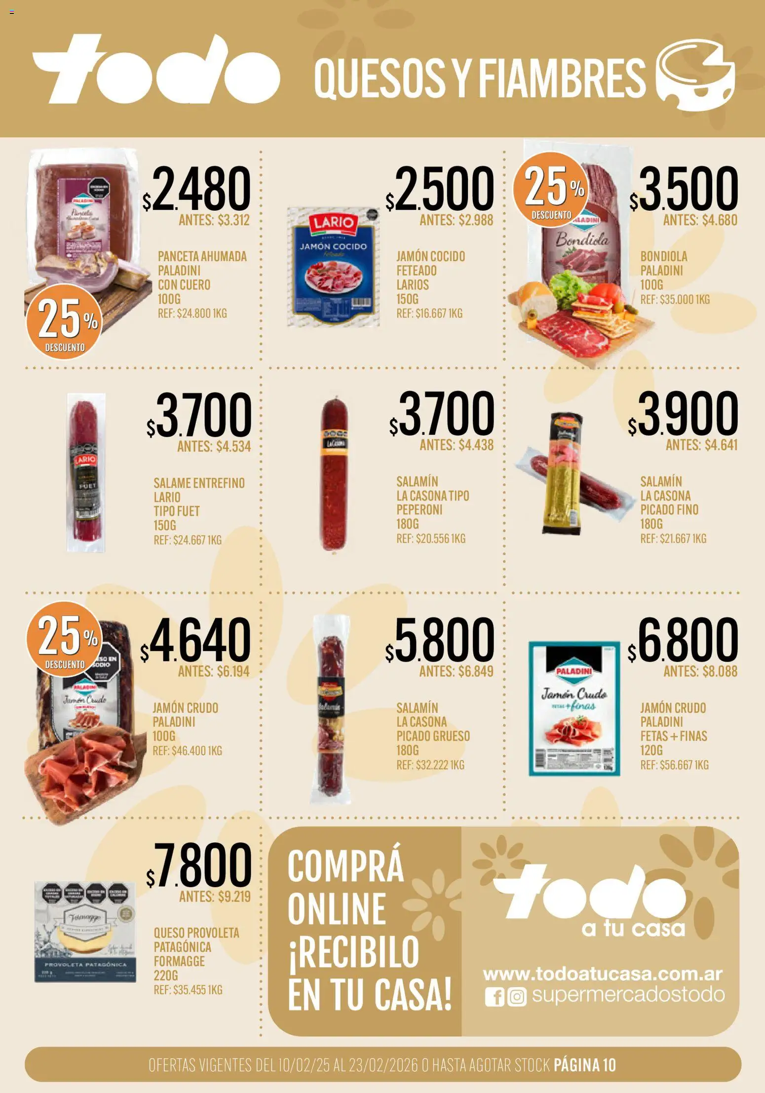 Supermercados TODO - Ofertas │ válido desde el 10.02.2026 | Página: 10 | Productos: Jamón cocido, Panceta, Queso, Jamón