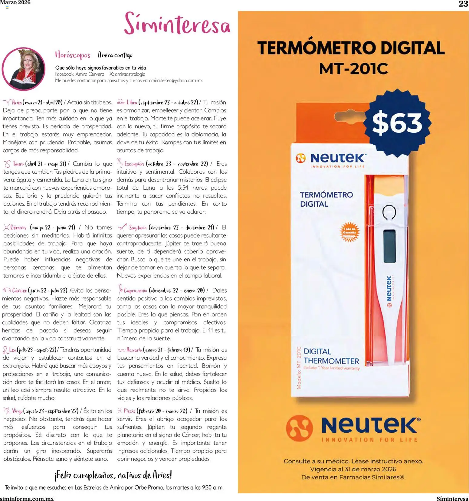 Nuevas ofertas de Farmacias Similares válidas en toda la República Mexicana desde el 01.03.2026. ¡Encuentra las mejores ofertas en Farmacias Similares catálogo! | Página: 23 | Productos: Abrigo, Termómetro, Té