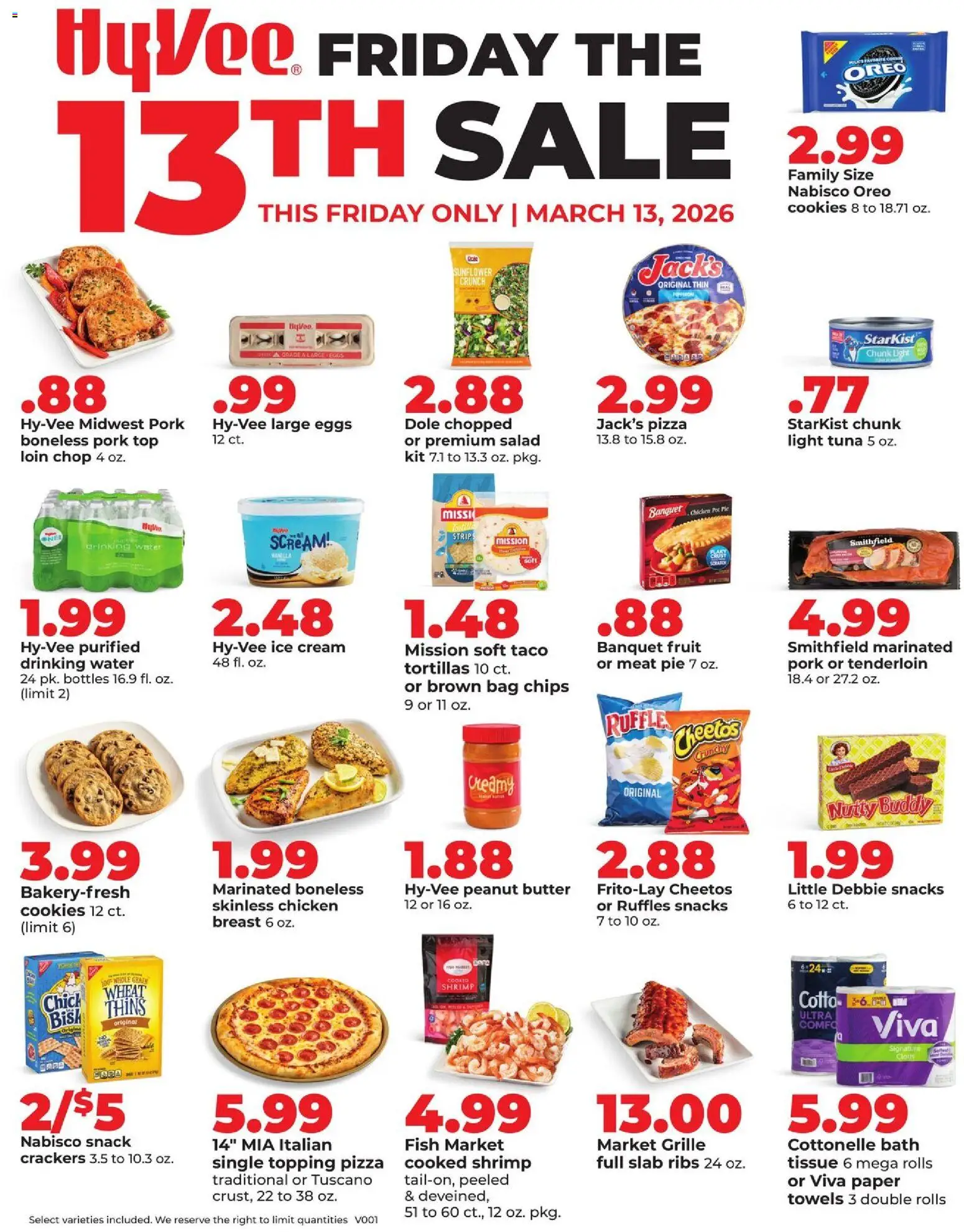 HyVee Special Sales - valid from 13.03.2026 | Page: 1 | Products: Butter, Eggs, Pizza, Pork