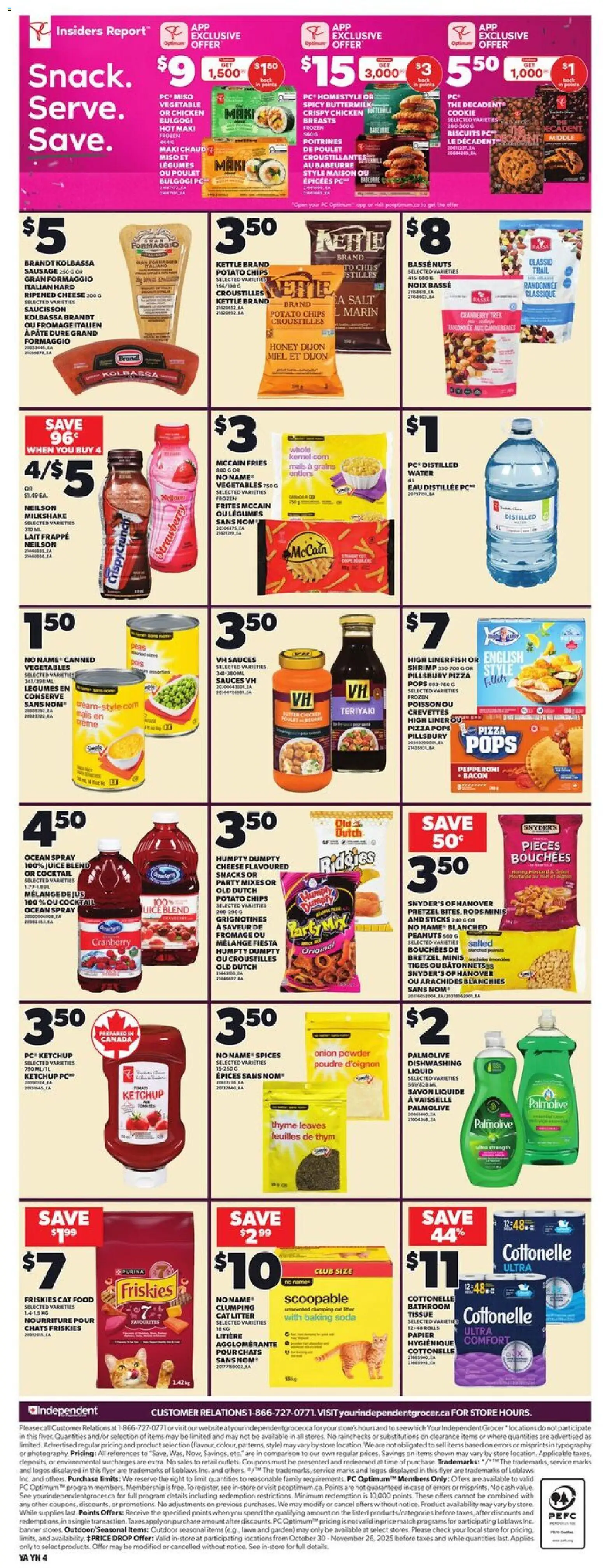 Independent Grocer flyer valid from 13.11.2025 | Page: 2 | Products: Chips, Ketchup, Pizza, Juice
