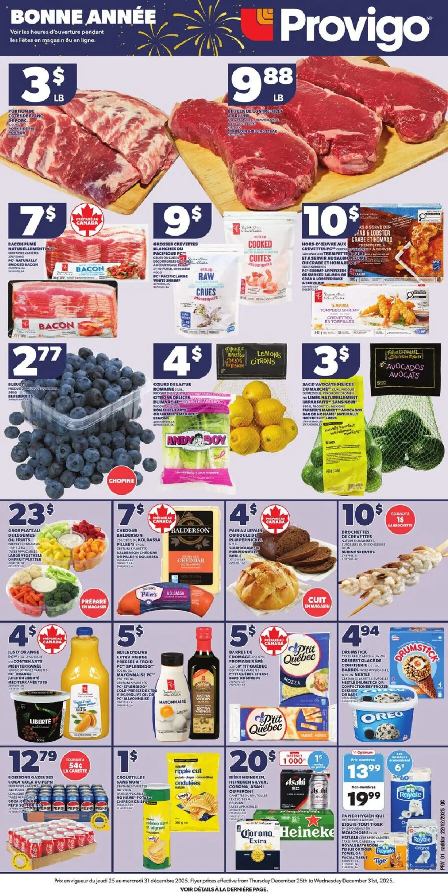 Provigo flyer valid from 25.12.2025 | Page: 1 | Products: Chips, PC, Bag, Cheese