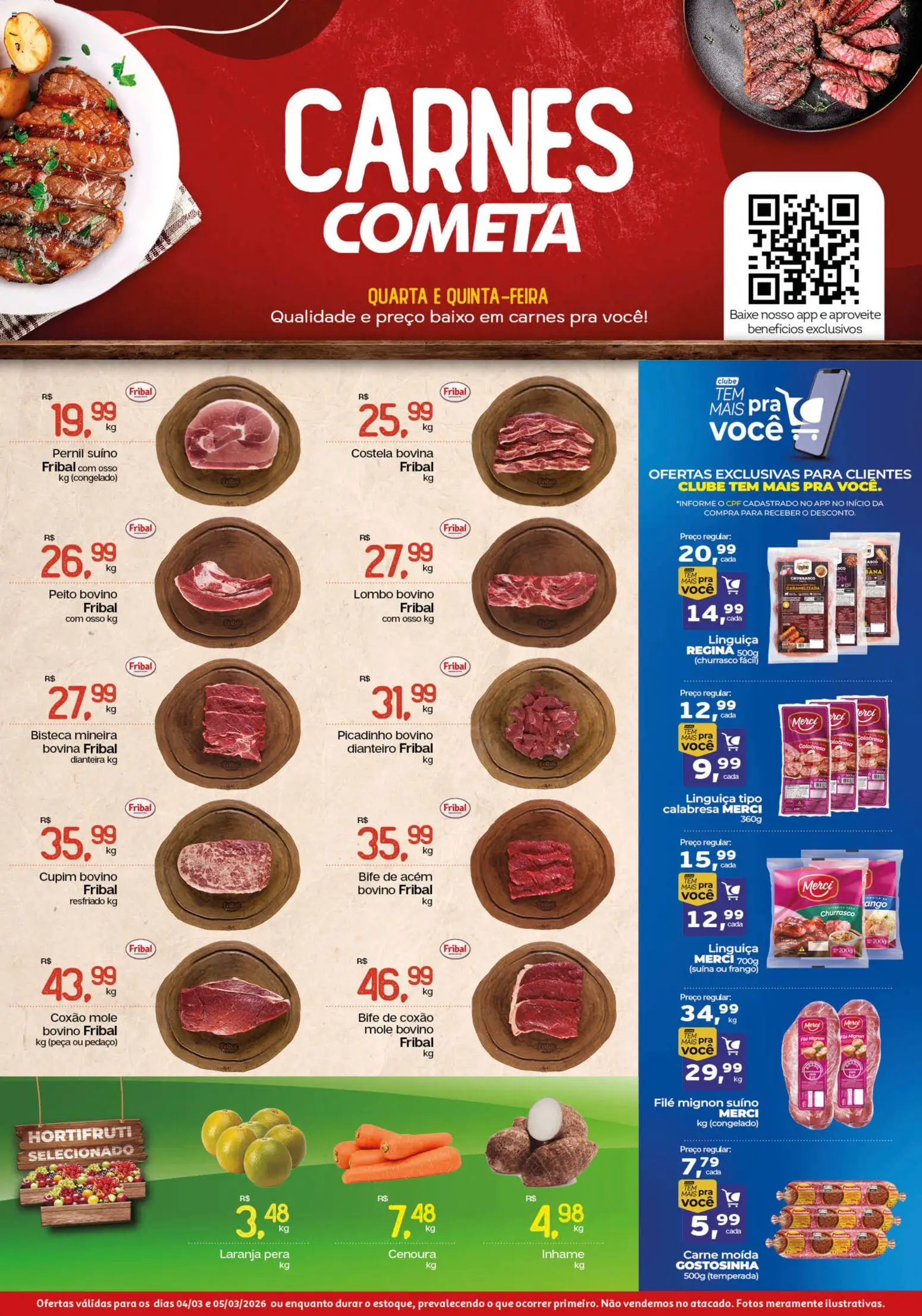 Cometa Supermercados Folheto - válido de 04.03.2026 | Página: 1 | Produtos: Acém, Pernil, Carne, Frango