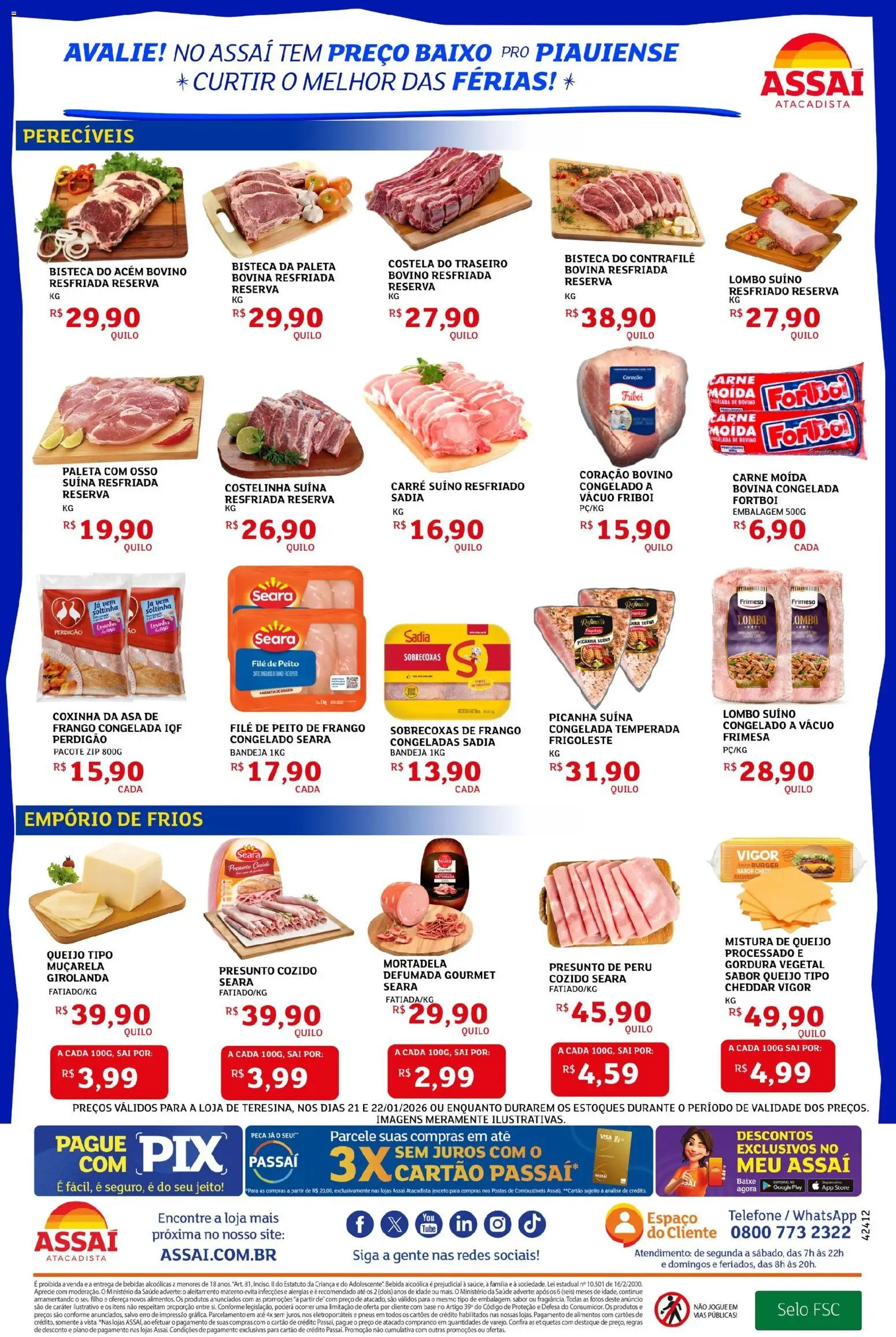 Assaí Atacadista Folheto - válido de 21.01.2026 | Página: 2 | Produtos: Mortadela, Base, Bandeja, Telefone