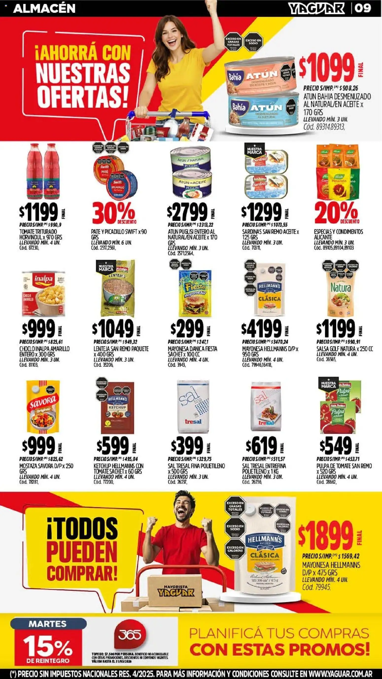 Yaguar - Oferta Semanal Santa Fé │ válido desde el 02.03.2026 | Página: 9 | Productos: Sal, Tomate, Paté, Picadillo