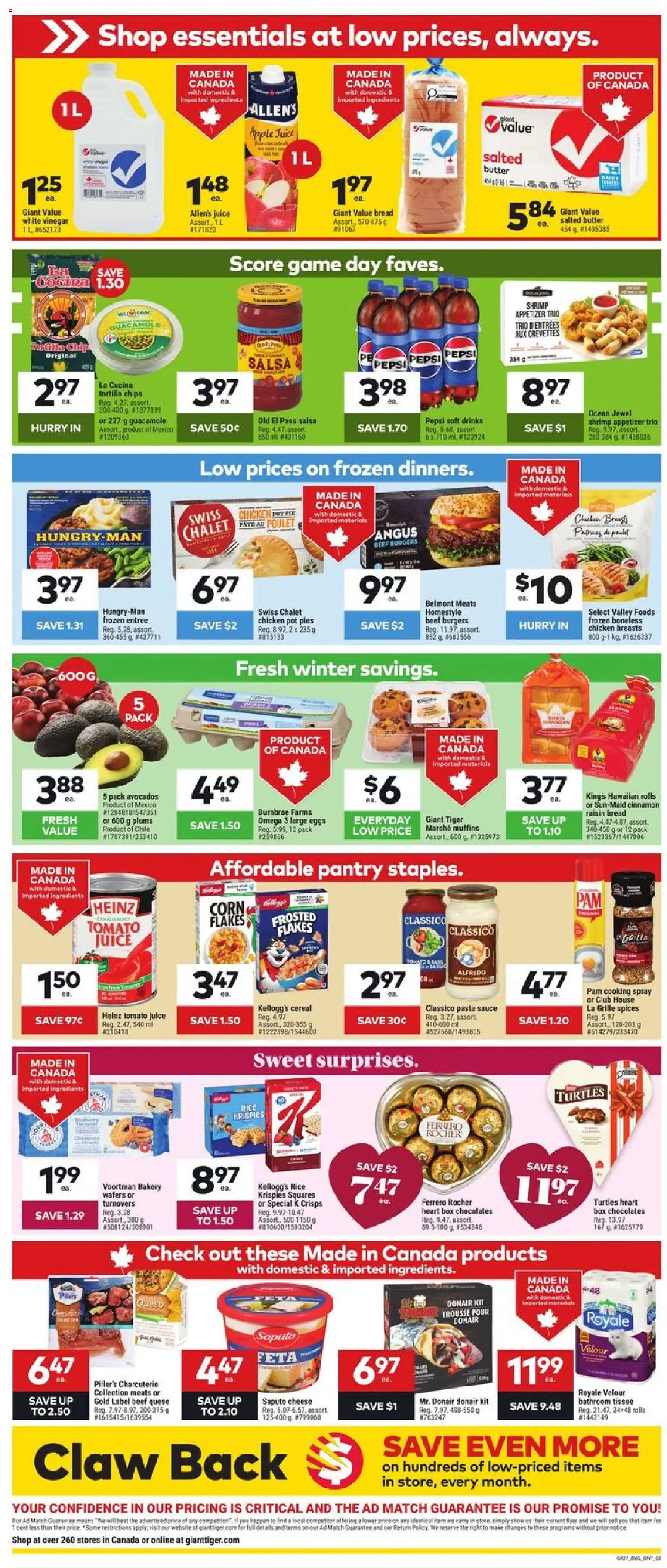 Giant Tiger flyer valid from 04.02.2026 | Page: 2 | Products: Beef, Chips, Chicken breasts, Bread