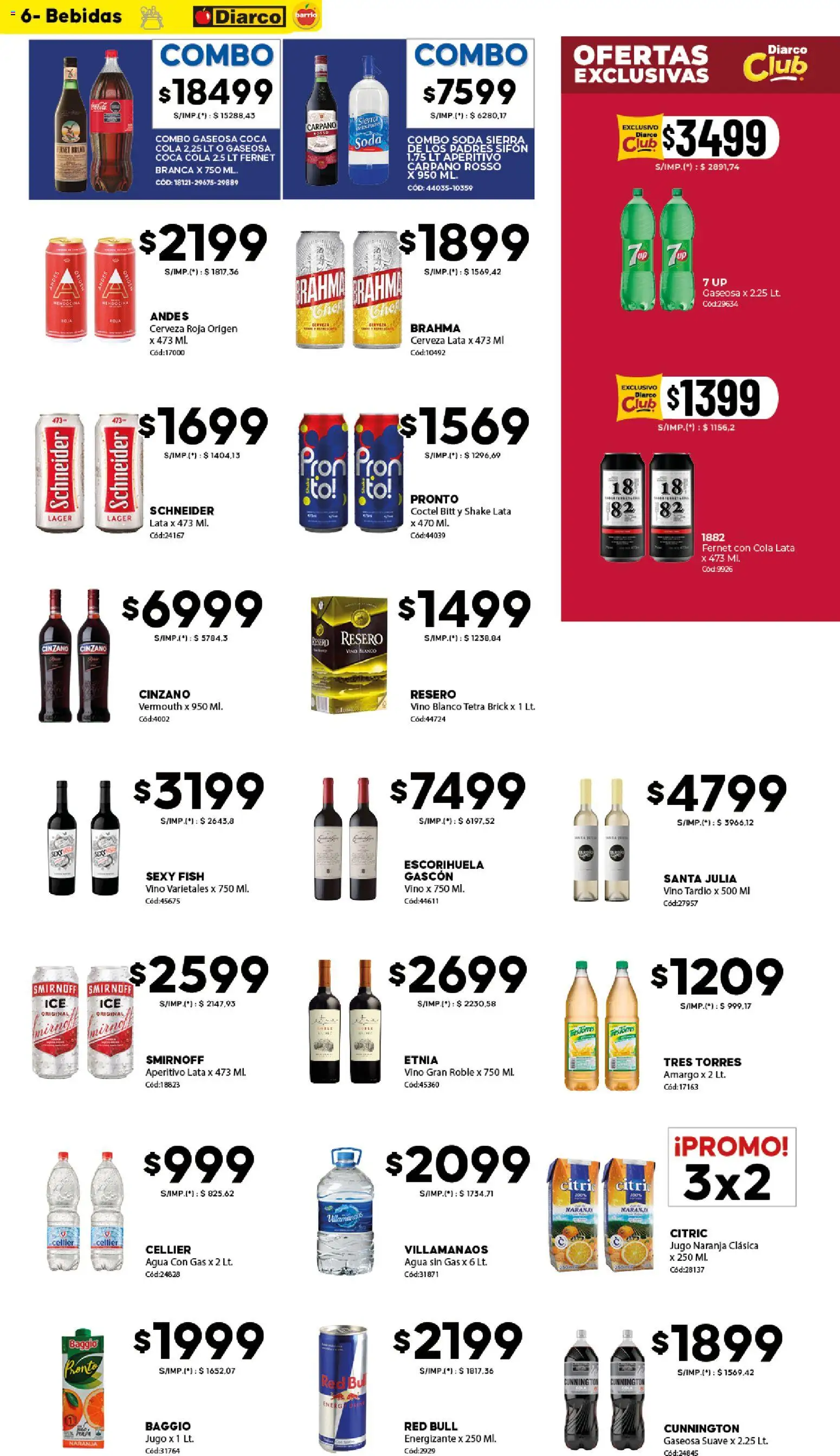 Diarco - Ofertas Diarco Barrio │ válido desde el 20.04.2026 | Página: 6 | Productos: Fernet, Agua, Jugo, Vino