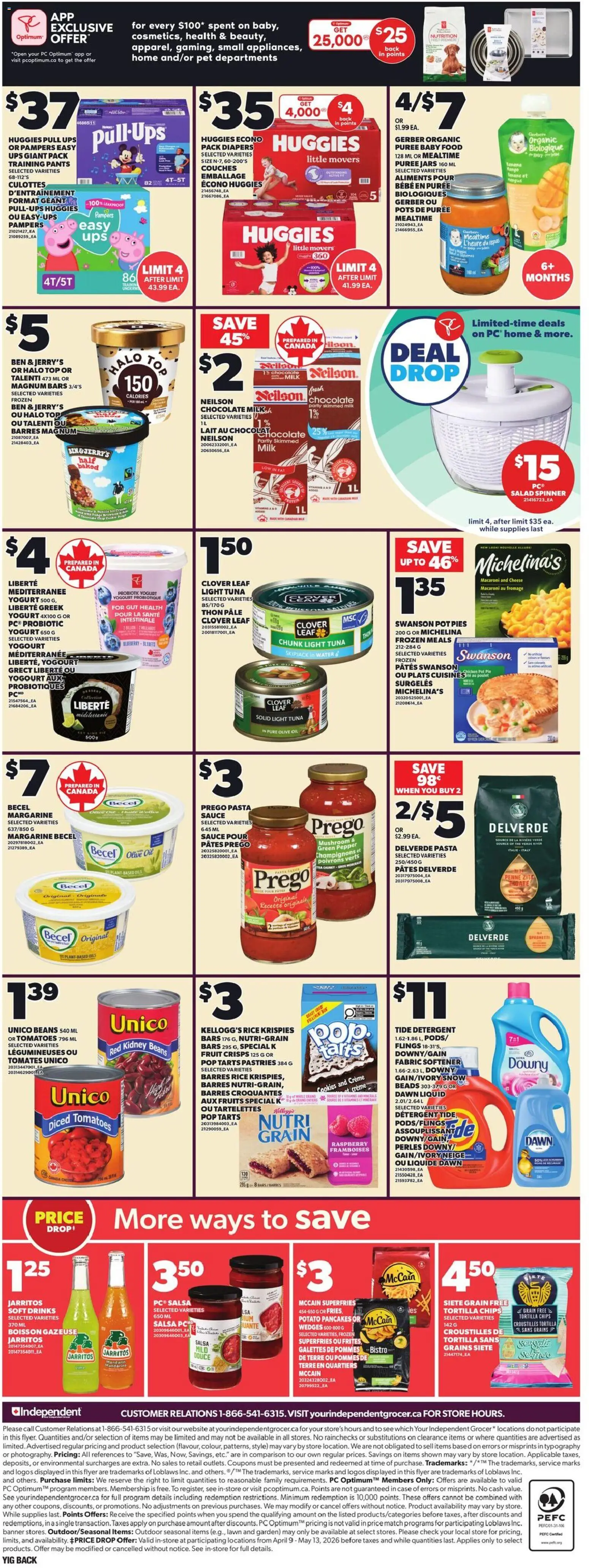 Independent Grocer flyer valid from 16.04.2026 | Page: 4 | Products: Chips, Detergent, Oil, Chocolate