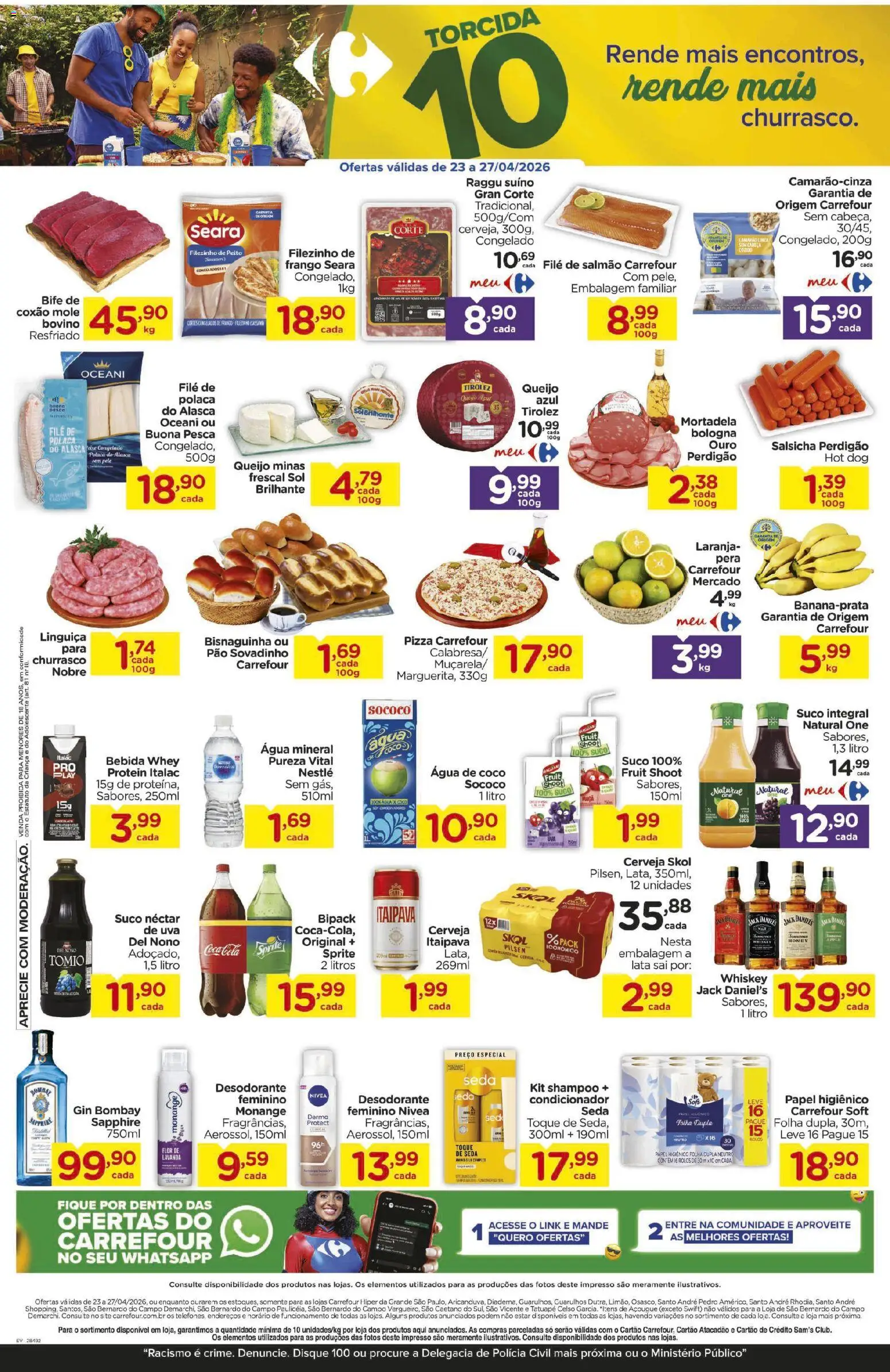 Carrefour Folheto - válido de 23.04.2026 | Página: 2 | Produtos: Salmão, Cola, Cerveja, Bebida