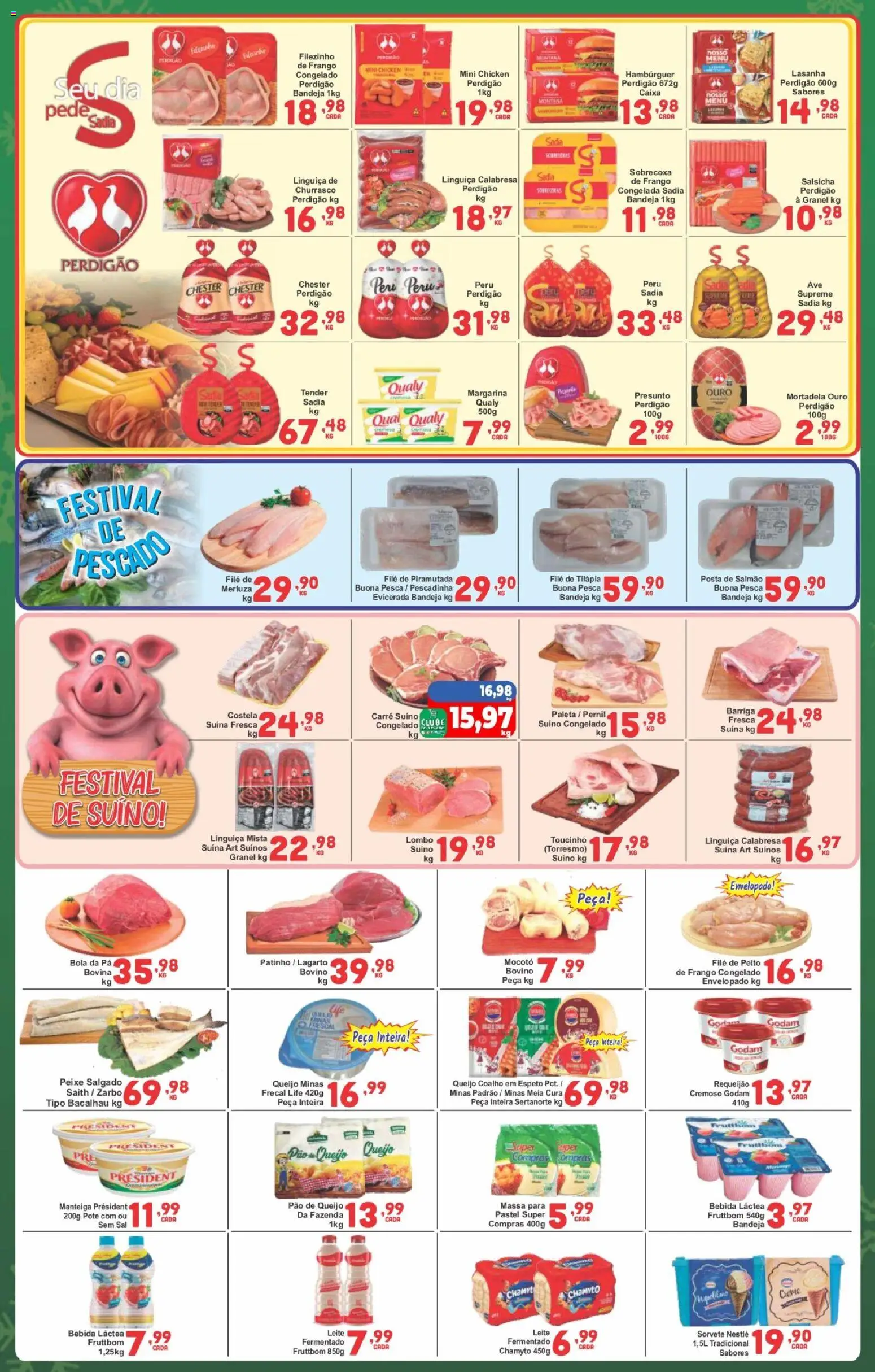 Rede Super Compras Folheto - válido de 08.12.2025 | Página: 3 | Produtos: Salmão, Linguiça, Sorvete, Bebida