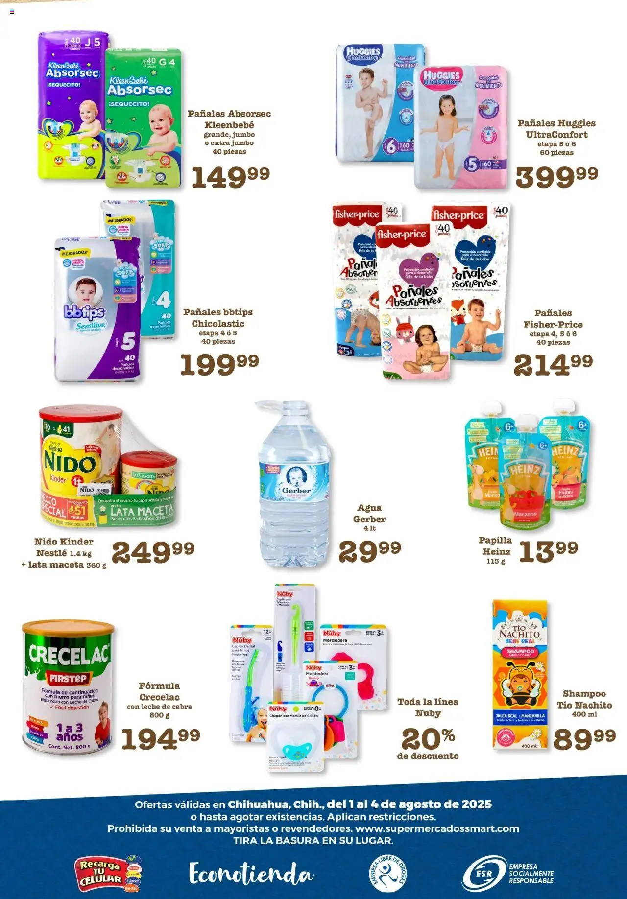 Nuevas ofertas de S-Mart válidas en toda la República Mexicana desde el 01.08.2025. ¡Encuentra las mejores ofertas en S-Mart - Folleto de Feria - Chihuahua! | Página: 6 | Productos: Cepillo, Manzana, Agua, Mango