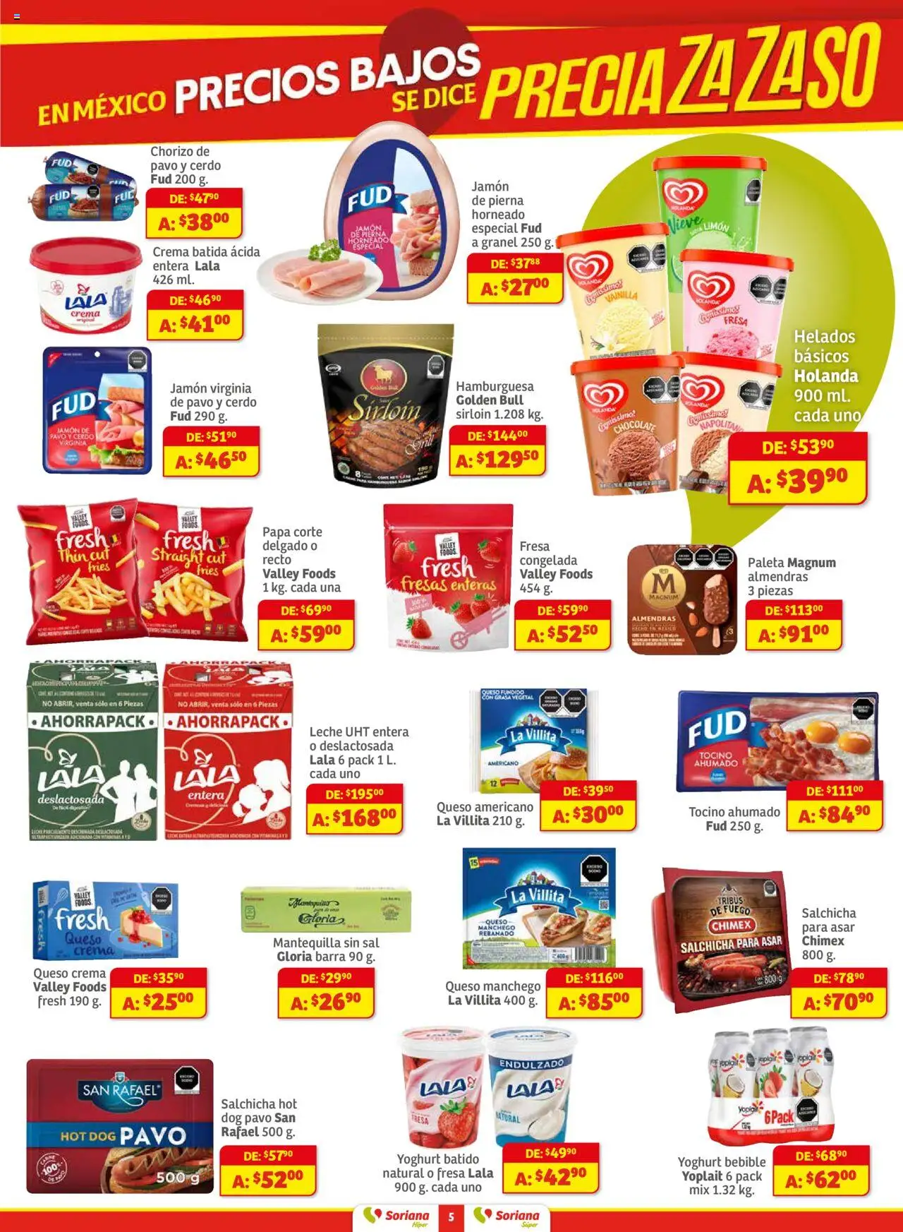 Nuevas ofertas de Soriana válidas en toda la República Mexicana desde el 01.08.2025. ¡Encuentra las mejores ofertas en Soriana - Preciazazaso Súper Frontera Chia, Q. Roo! | Página: 5 | Productos: Limón, Leche, Mantequilla, Chorizo