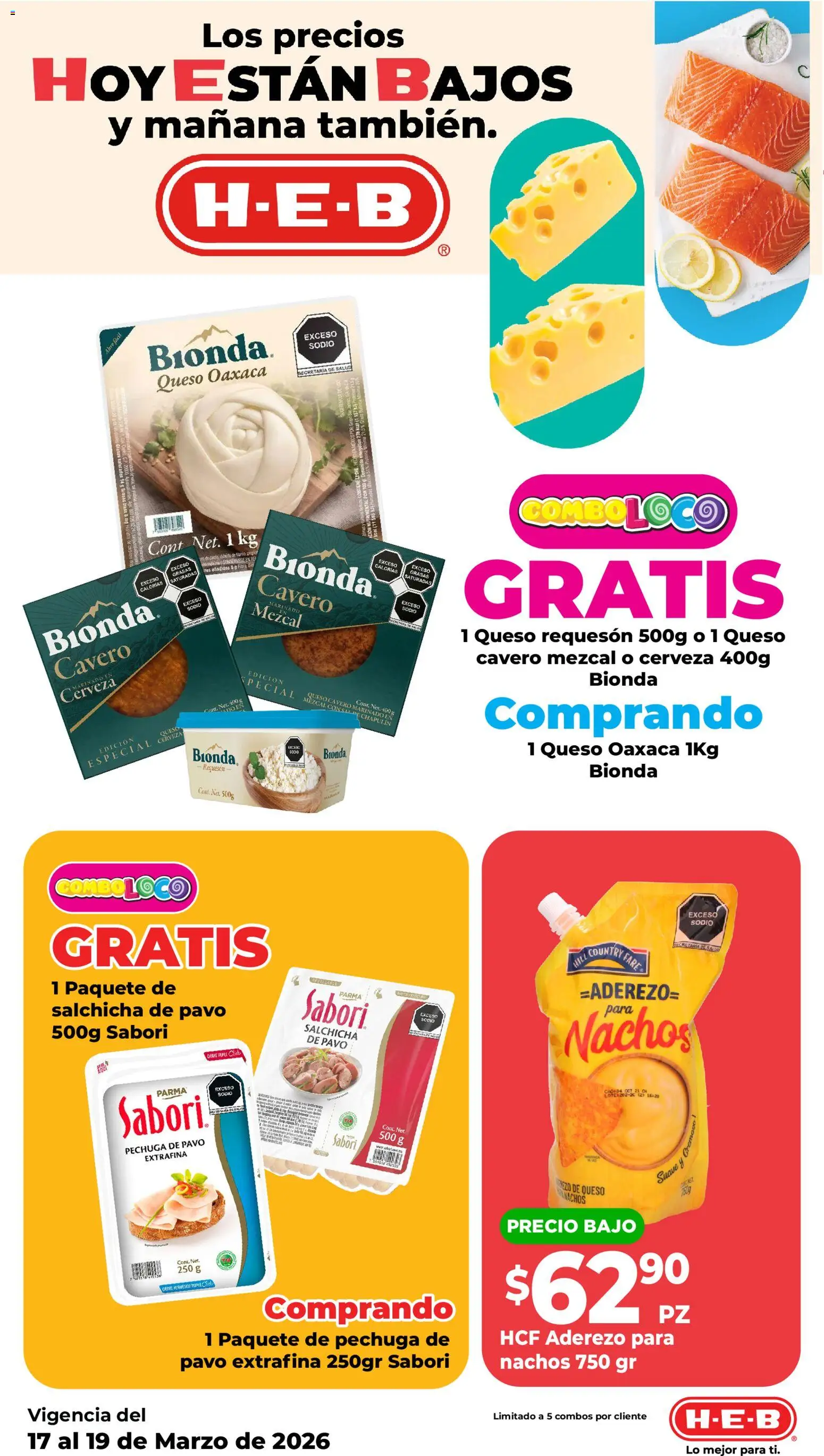 Nuevas ofertas de H-E-B válidas en toda la República Mexicana desde el 17.03.2026. ¡Encuentra las mejores ofertas en H-E-B folleto Ofertas! | Página: 3 | Productos: Aderezo, Salchicha, Queso, Cerveza