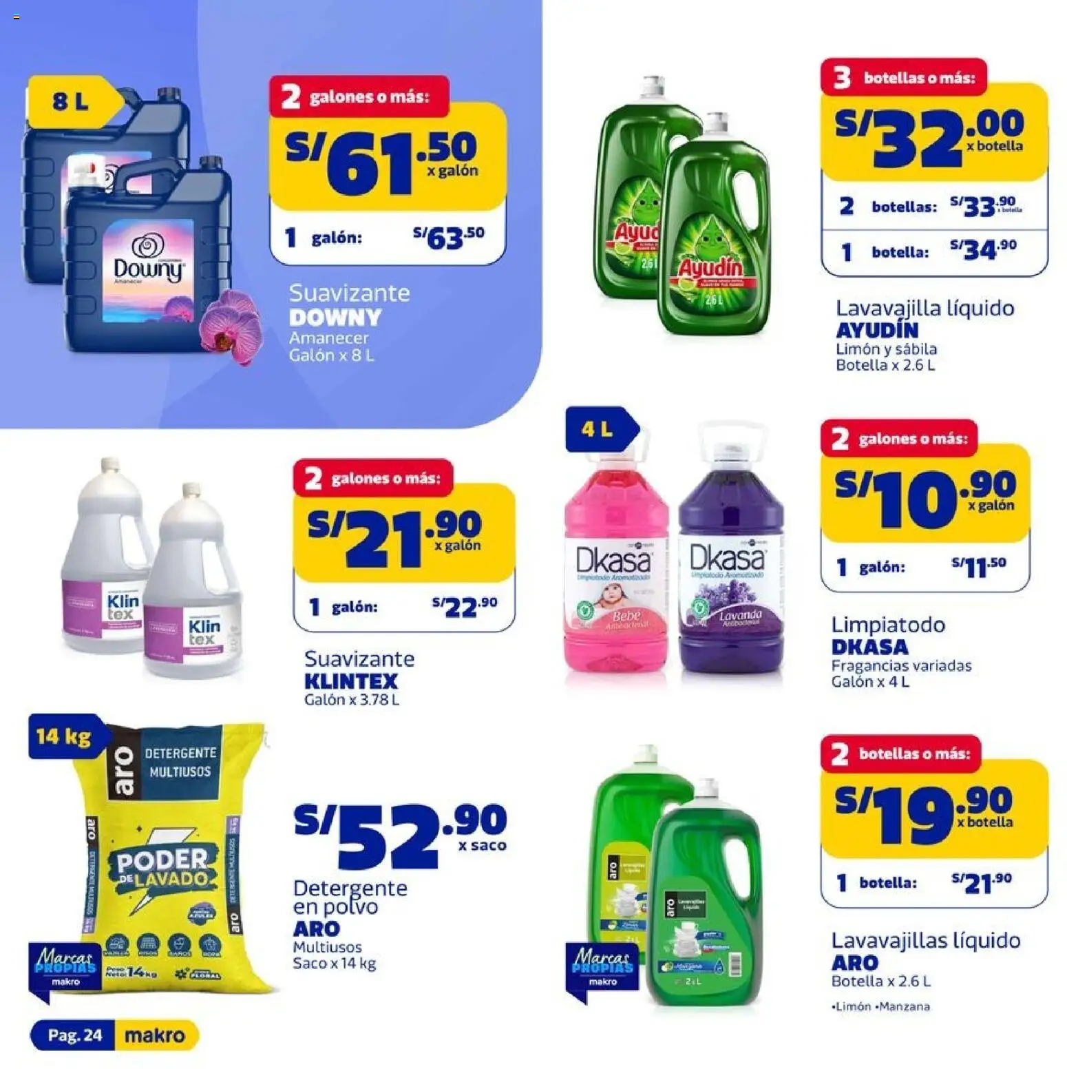 Catálogo Makro válido desde 26.03.2026 | Página: 24 | Productos: Detergente, Saco, Lavavajillas, Polvo