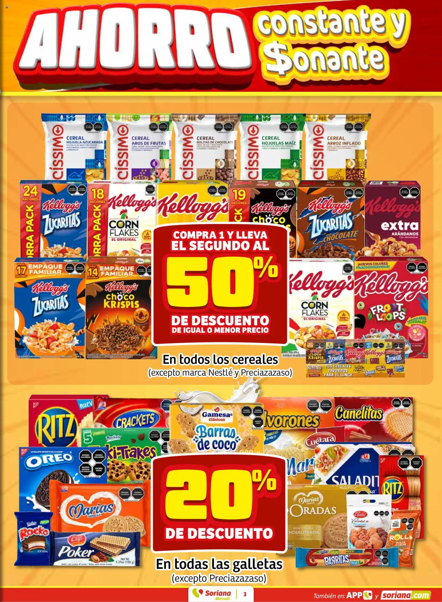 Nuevas ofertas de Soriana válidas en toda la República Mexicana desde el 26.02.2026. ¡Encuentra las mejores ofertas en Soriana - Fin de Semana Mercado: Saltillo y Torreón! | Página: 3 | Productos: Chocolate, Arándanos, Arroz, Hojuelas