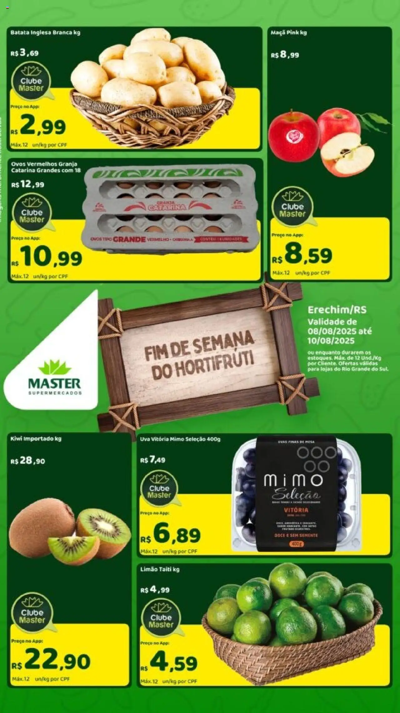 Master Folheto - válido de 08.08.2025 | Página: 1 | Produtos: Ovos, Kiwi, Batata