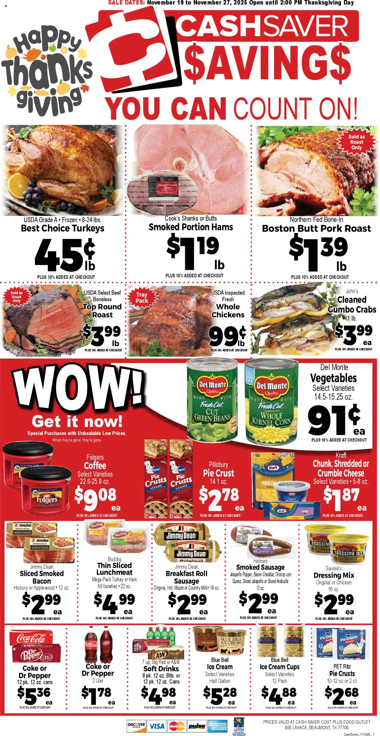 Market Basket - Cash Saver - valid from 19.11.2025 | Page: 1 | Products: Corn, Pork, Ice cream, Vegetables