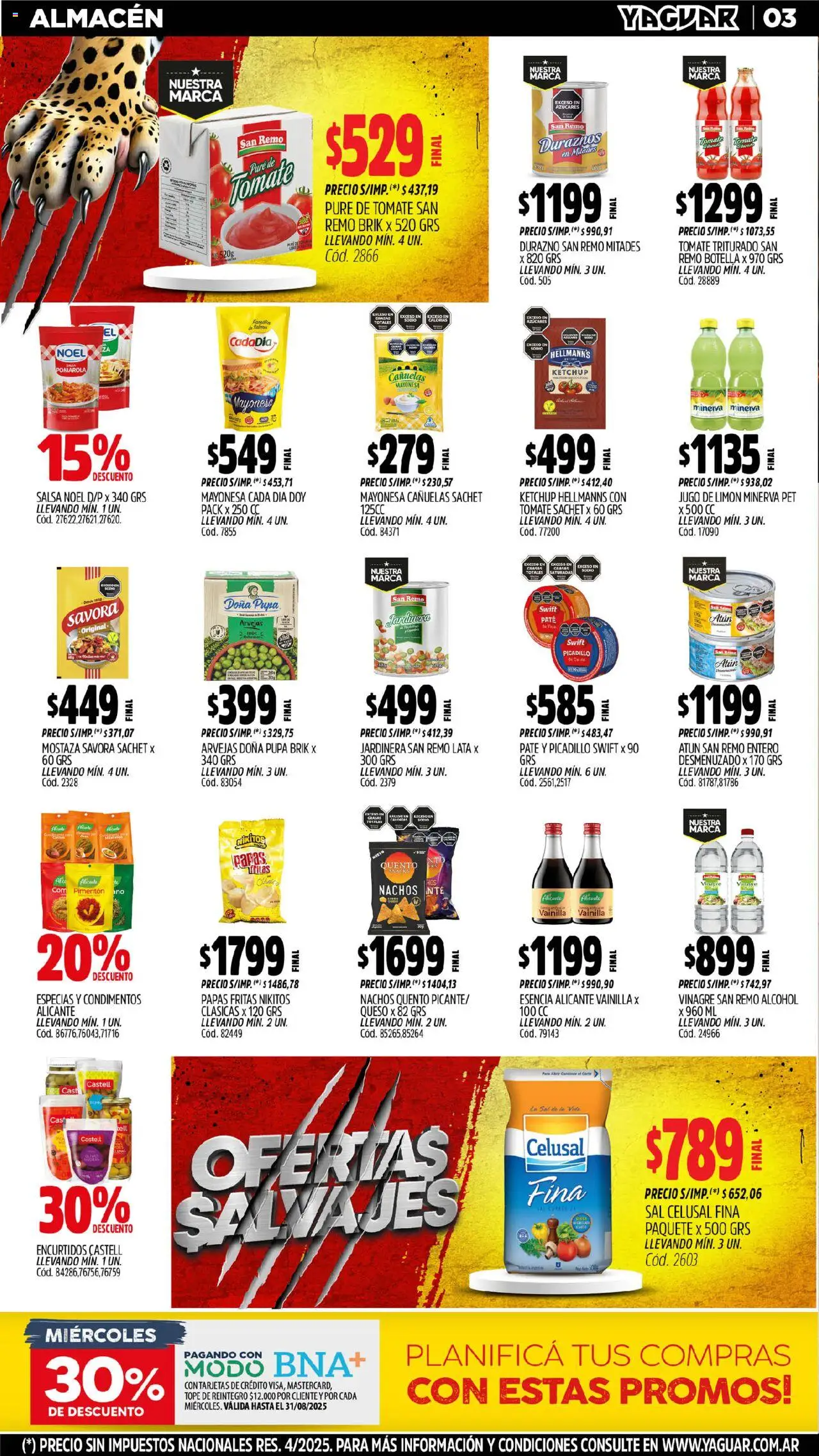 Yaguar - General Roca │ válido desde el 04.08.2025 | Página: 3 | Productos: Mayonesa, Pimentón, Limón, Papas fritas