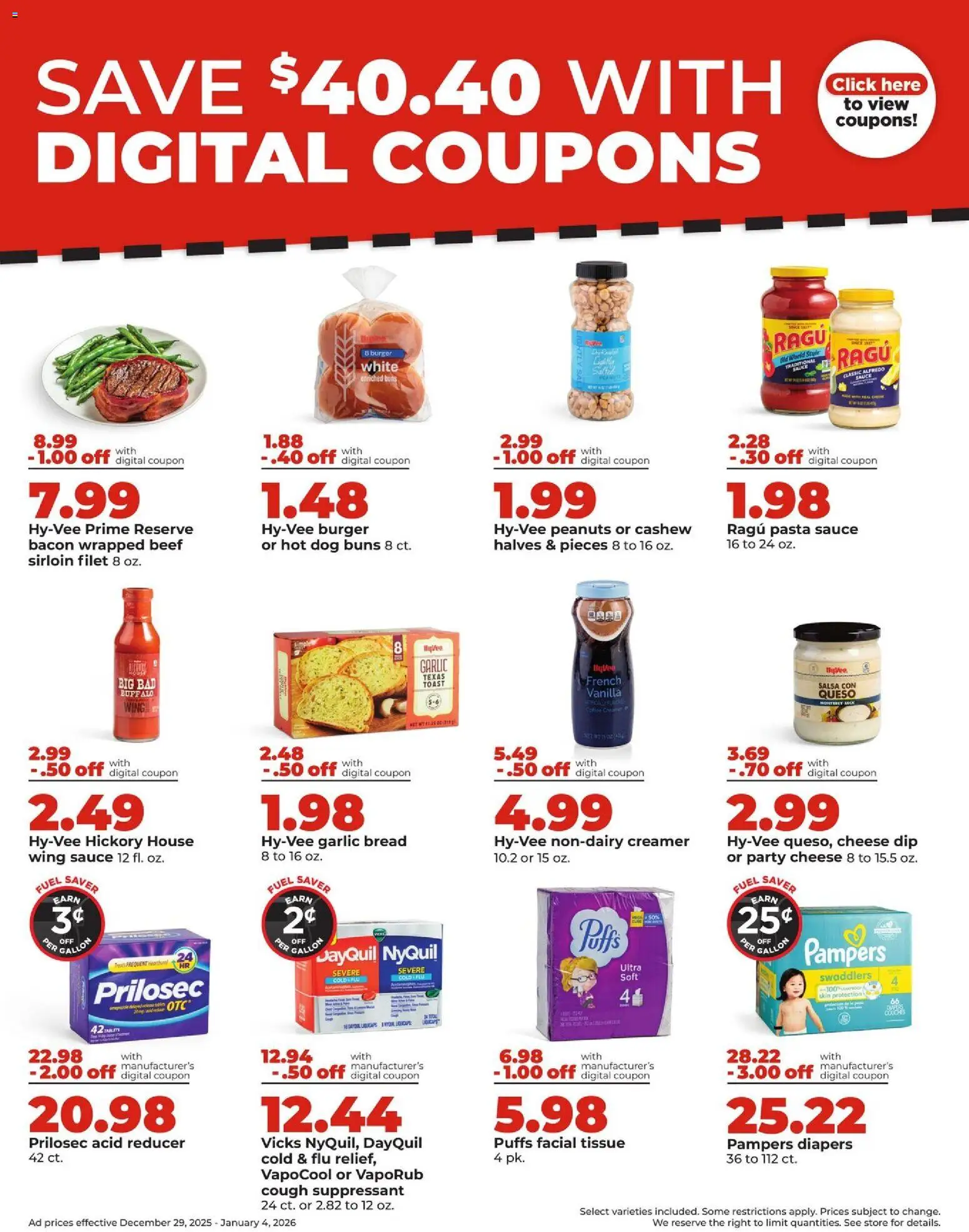 HyVee Weekly Ad - valid from 29.12.2025 | Page: 8 | Products: Cheese, Bread, Beef, Sauce