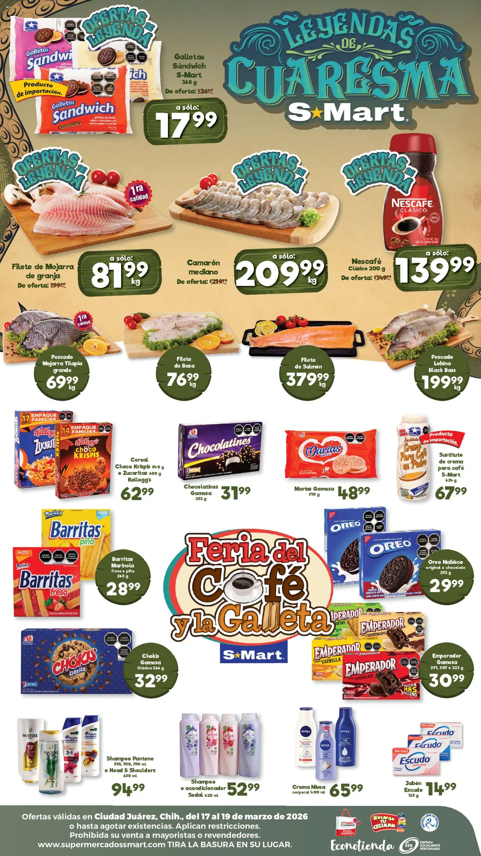 Nuevas ofertas de S-Mart válidas en toda la República Mexicana desde el 17.03.2026. ¡Encuentra las mejores ofertas en S-Mart folleto Juárez! | Página: 2 | Productos: Fresa, Café, Chocolate, Galletas