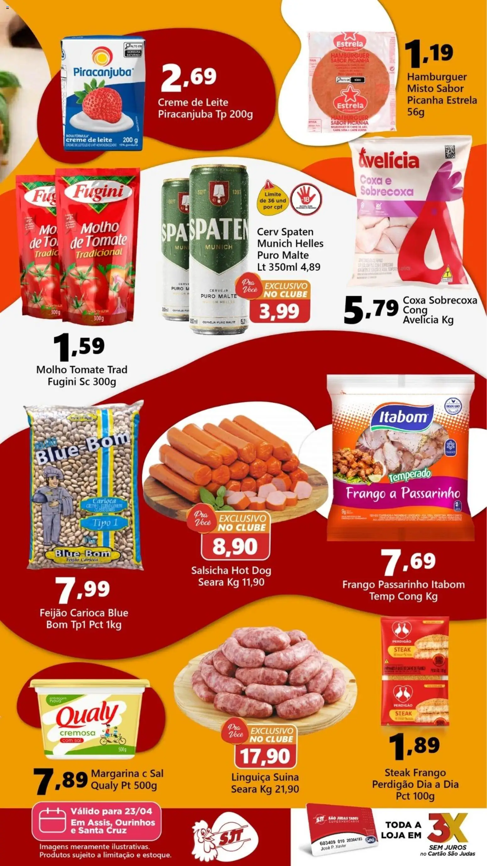 São Judas Tadeu Folheto - válido de 23.04.2026 | Página: 2 | Produtos: Feijão, Hambúrguer, Frango, Margarina