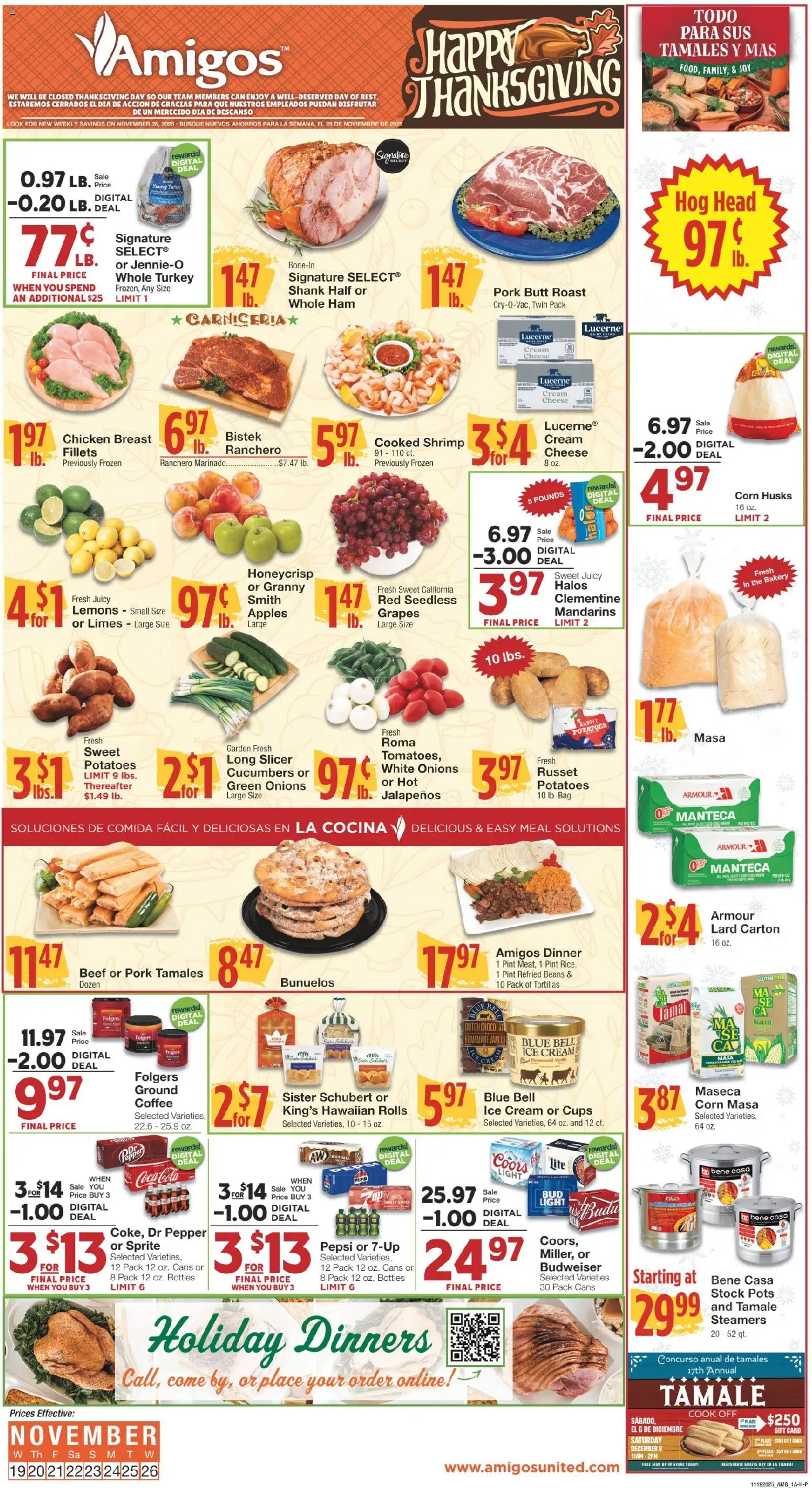 United Supermarkets Ad - valid from 18.11.2025 | Page: 1 | Products: Bakery, Coffee, Apples, Pepper