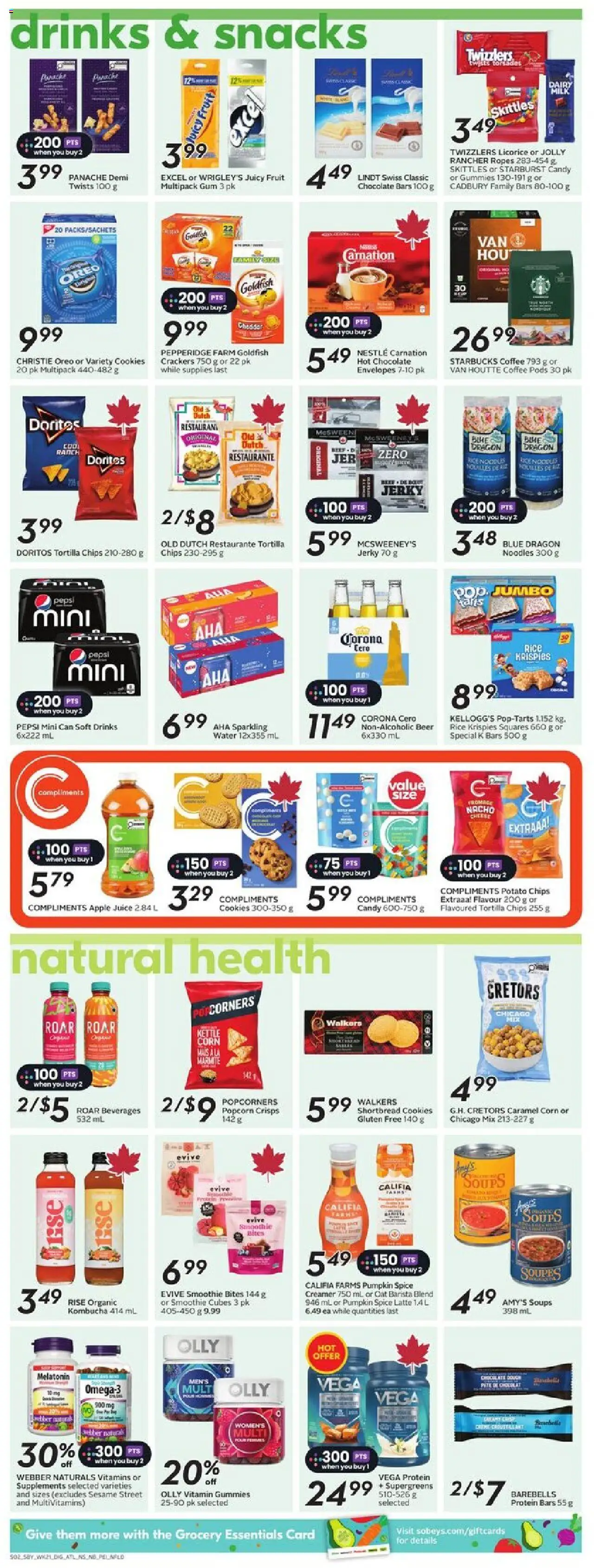 Sobeys flyer valid from 18.09.2025 | Page: 11 | Products: Cookies, Coffee, Juice, Beer