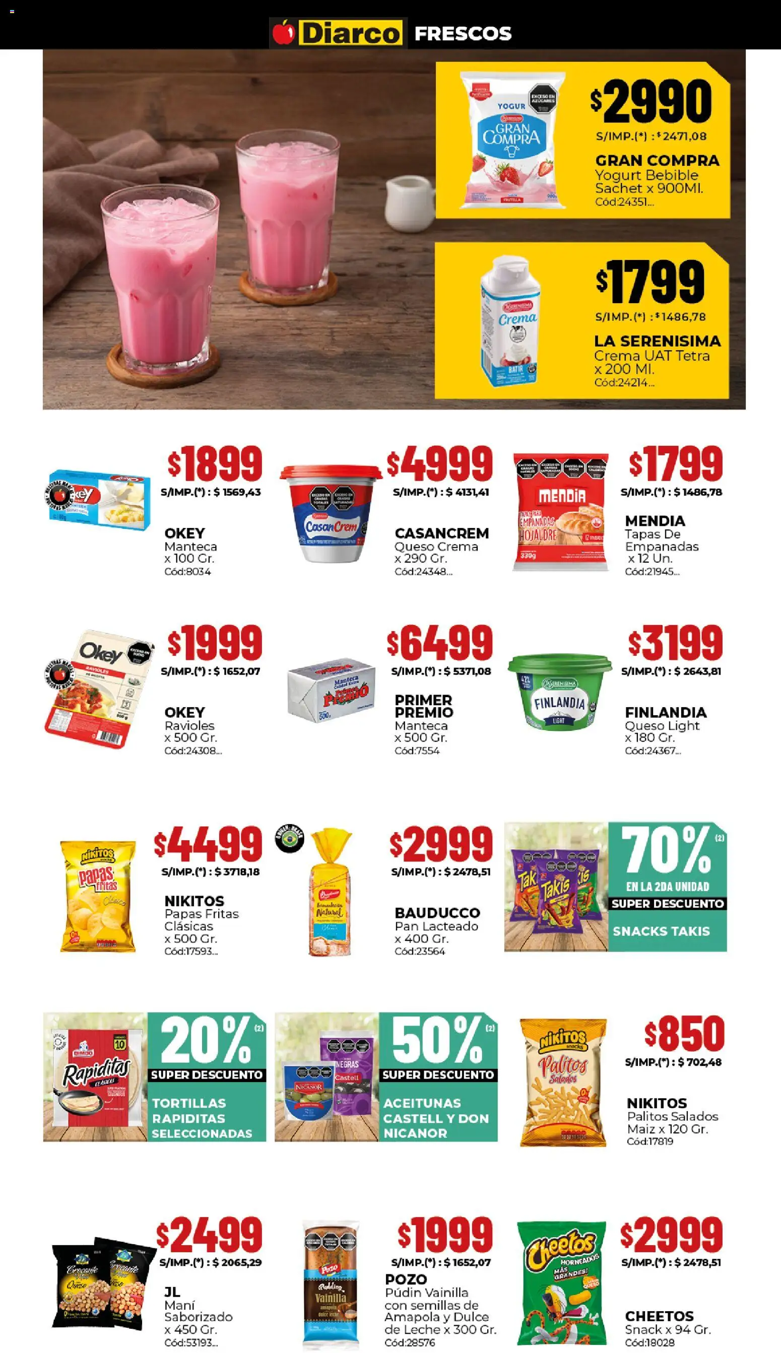 Diarco ofertas │ válido desde el 16.03.2026 | Página: 11 | Productos: Aceitunas, Pan, Ravioles, Papas fritas