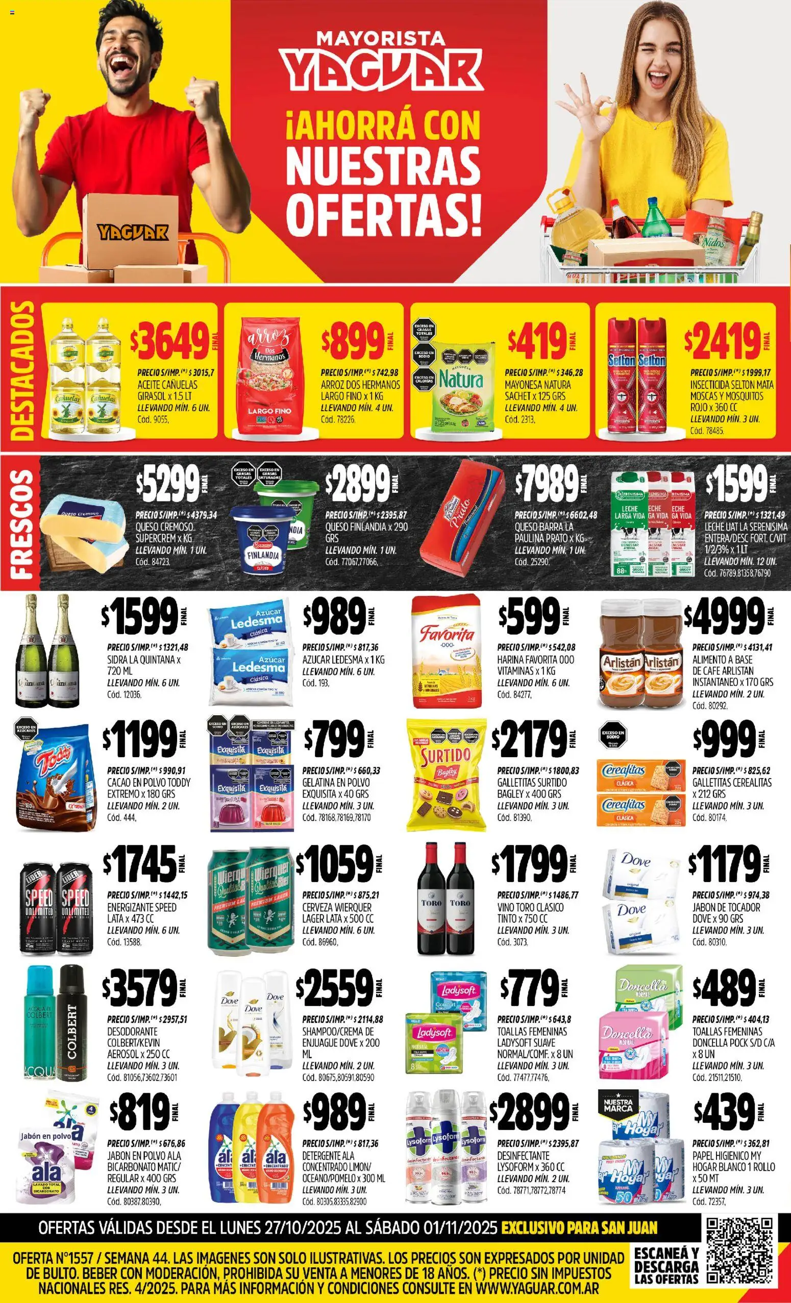 Yaguar - San Juan │ válido desde el 27.10.2025 | Página: 1 | Productos: Papel higiénico, Leche, Café, Arroz