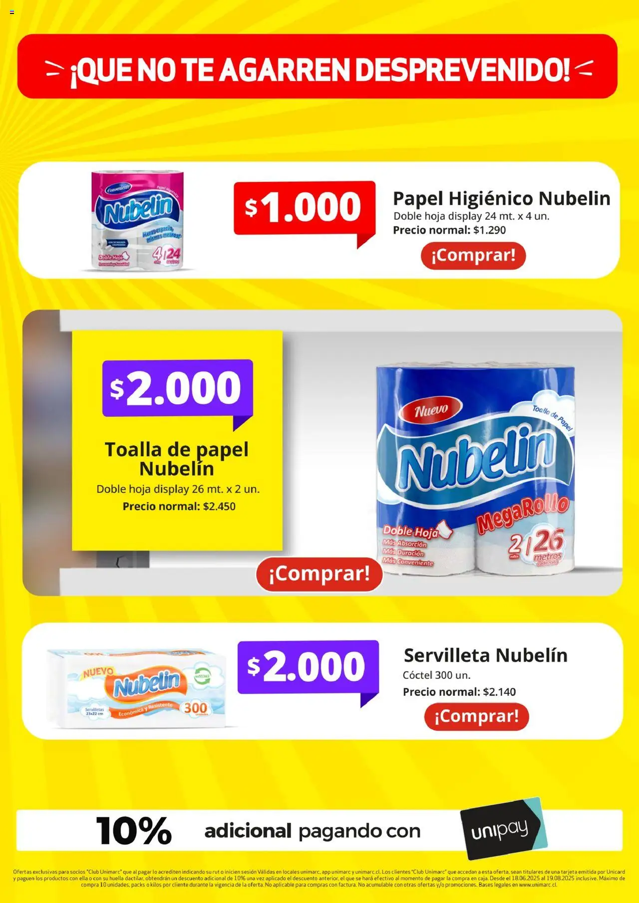 Unimarc ofertas  │ válido desde el 18.06.2025 | Página: 29 | Productos: Toalla, Papel higiénico, Servilletas, Té