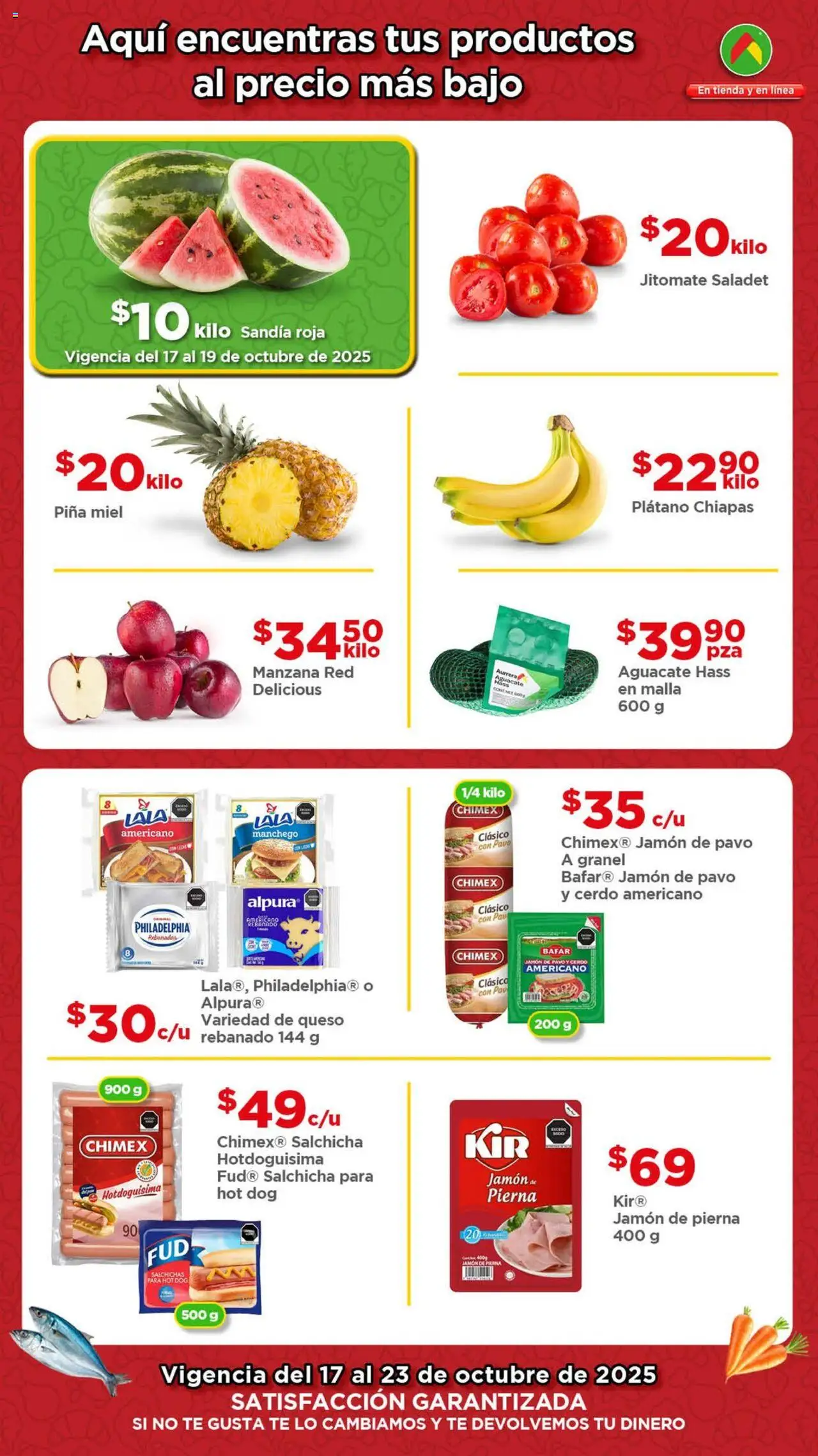 Nuevas ofertas de Bodega Aurrerá válidas en toda la República Mexicana desde el 17.10.2025. ¡Encuentra las mejores ofertas en Bodega Aurrerá folleto Disfruta tu fin de semana ahorrando! | Página: 2 | Productos: Sandía, Jamón, Cerdo, Malla