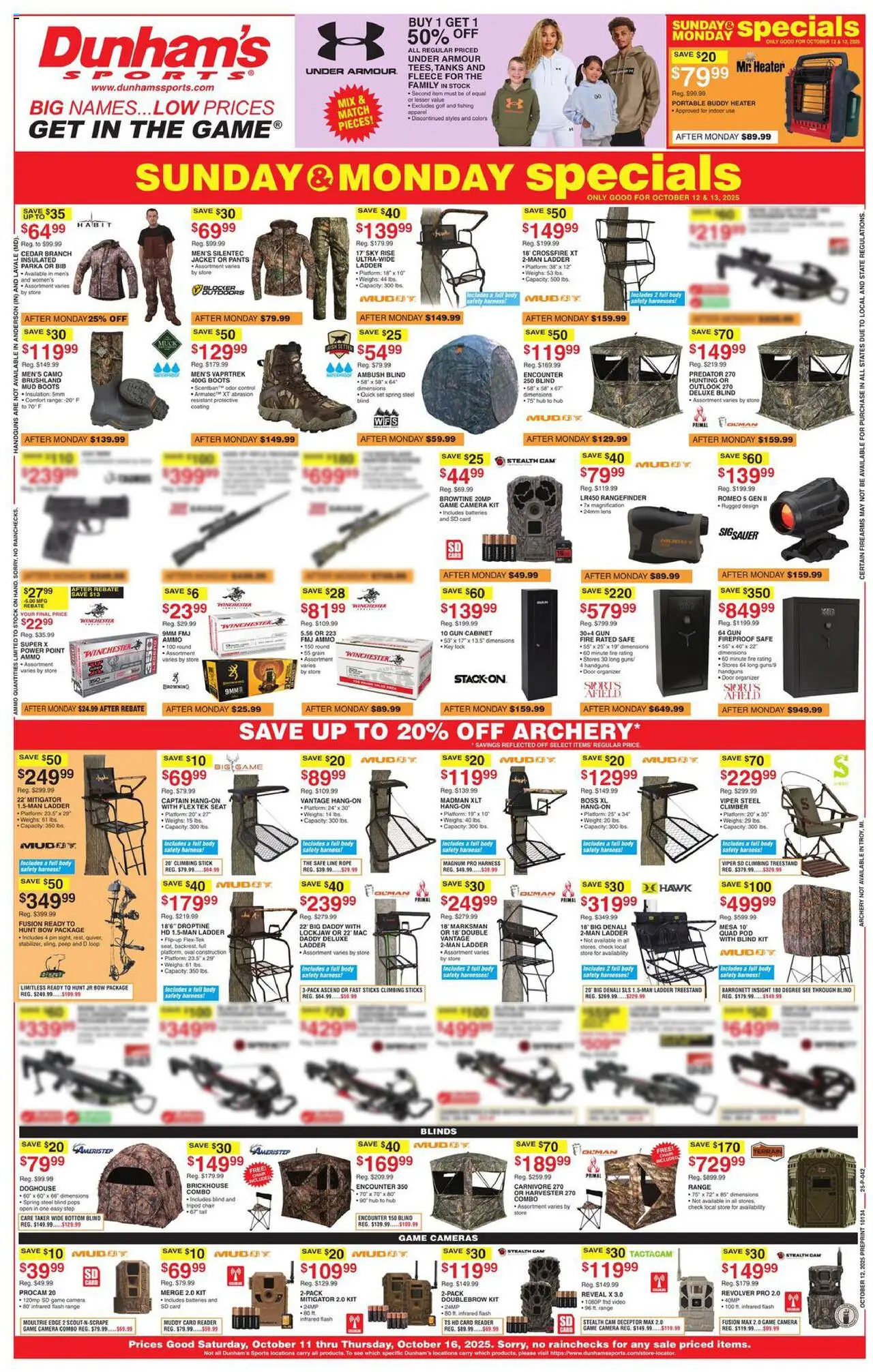 Dunham's Sports Weekly Ad - valid from 11.10.2025 | Page: 1 | Products: Ladder, Rangefinder, Boots, Camera