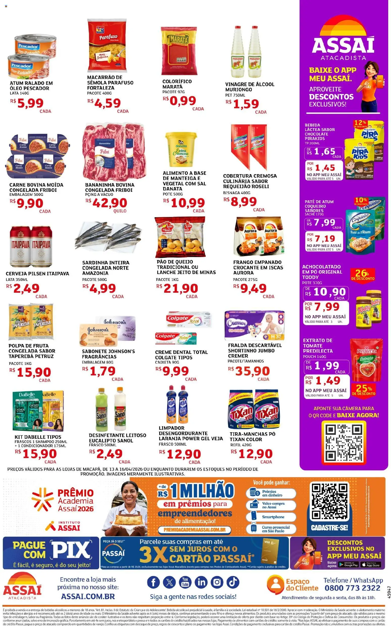 Assaí Atacadista Folheto - válido de 13.04.2026 | Página: 2 | Produtos: Condicionador, Manteiga, Pão, Atum
