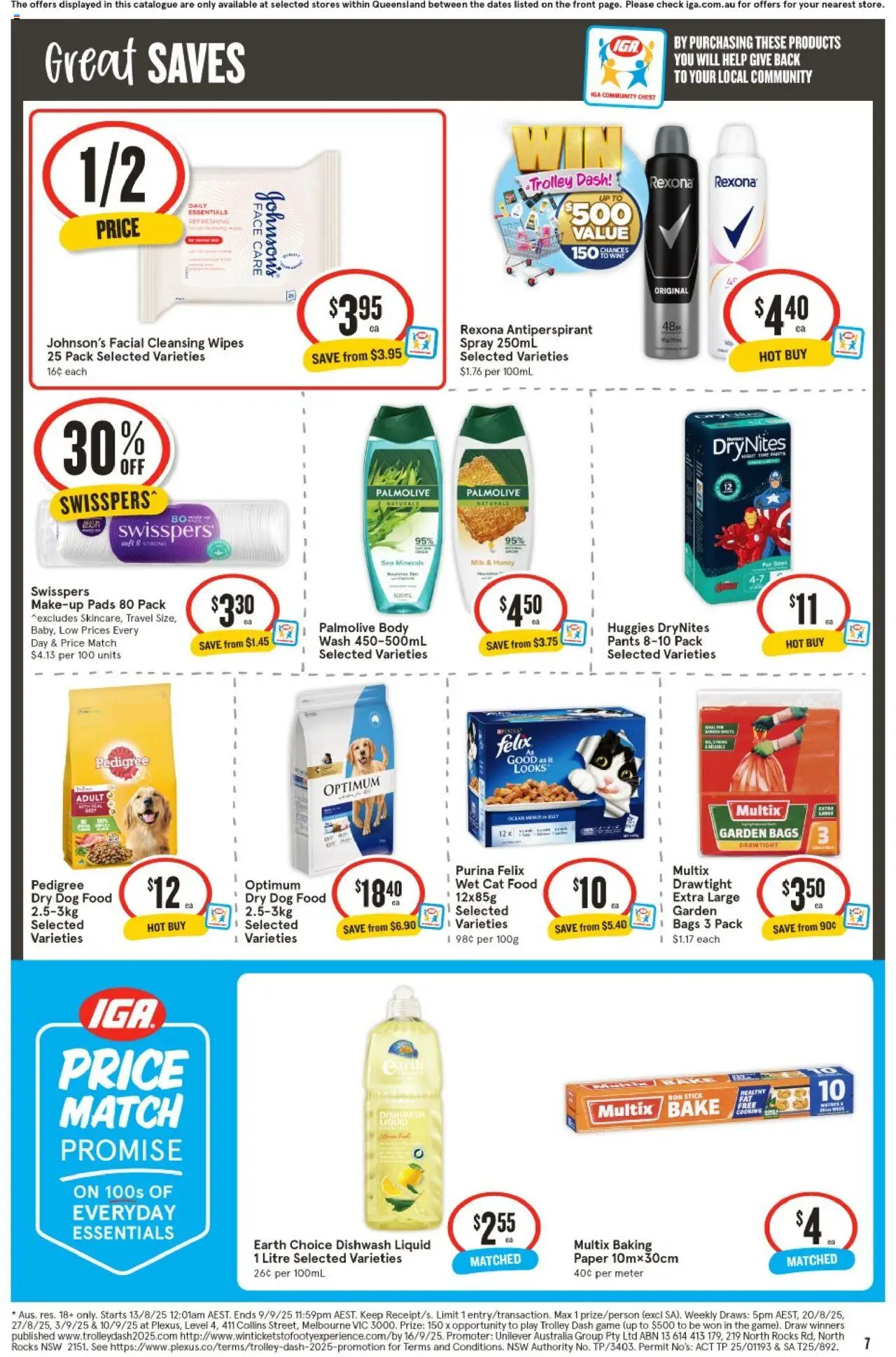IGA catalogue - valid from 13.08.2025 | Page: 8 | Products: Milk, Antiperspirant, Dog food, Pants