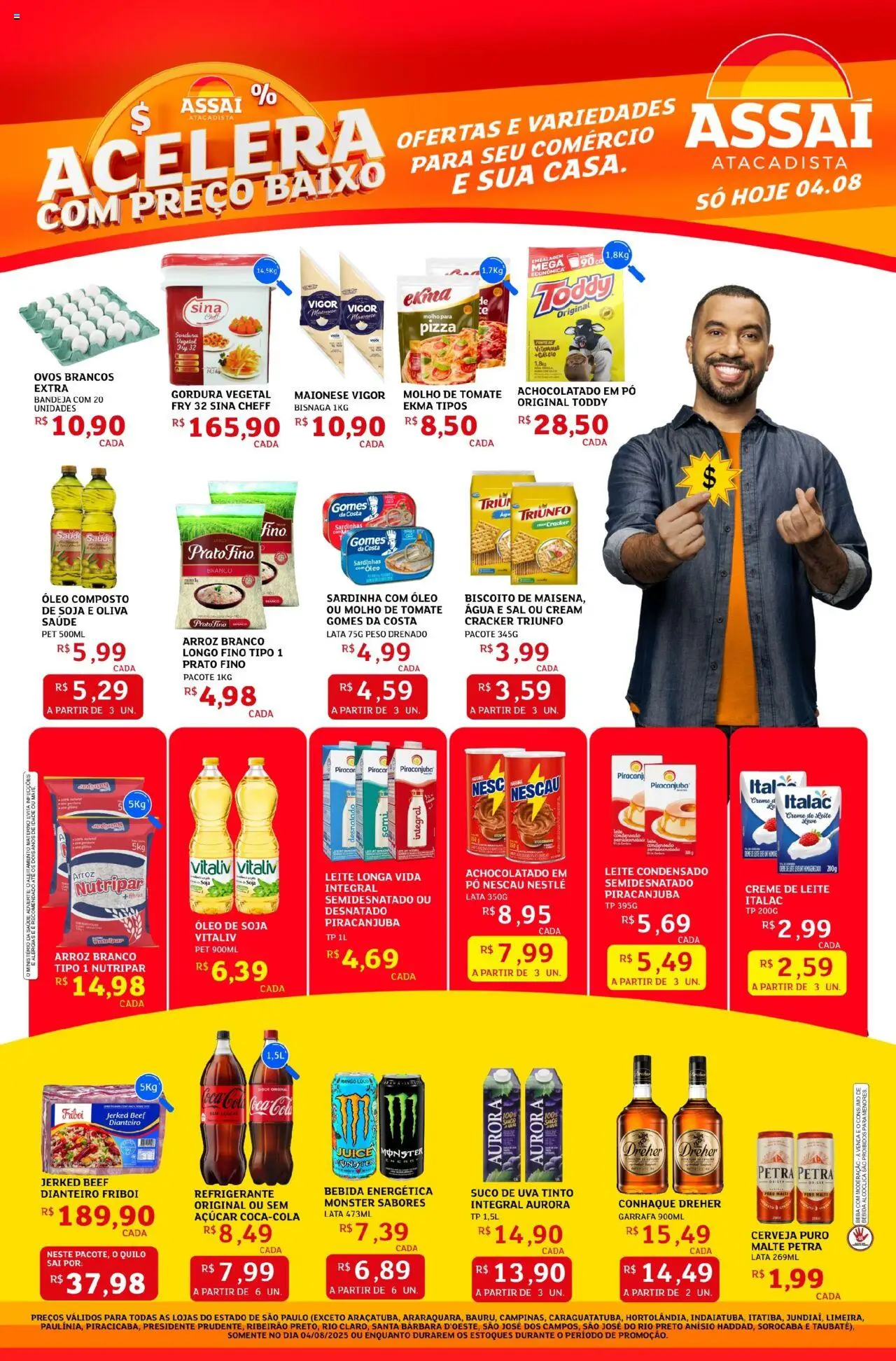 Assaí Atacadista Folheto - válido de 04.08.2025 | Página: 1 | Produtos: Ovos, Óleo, Baixo, Maionese