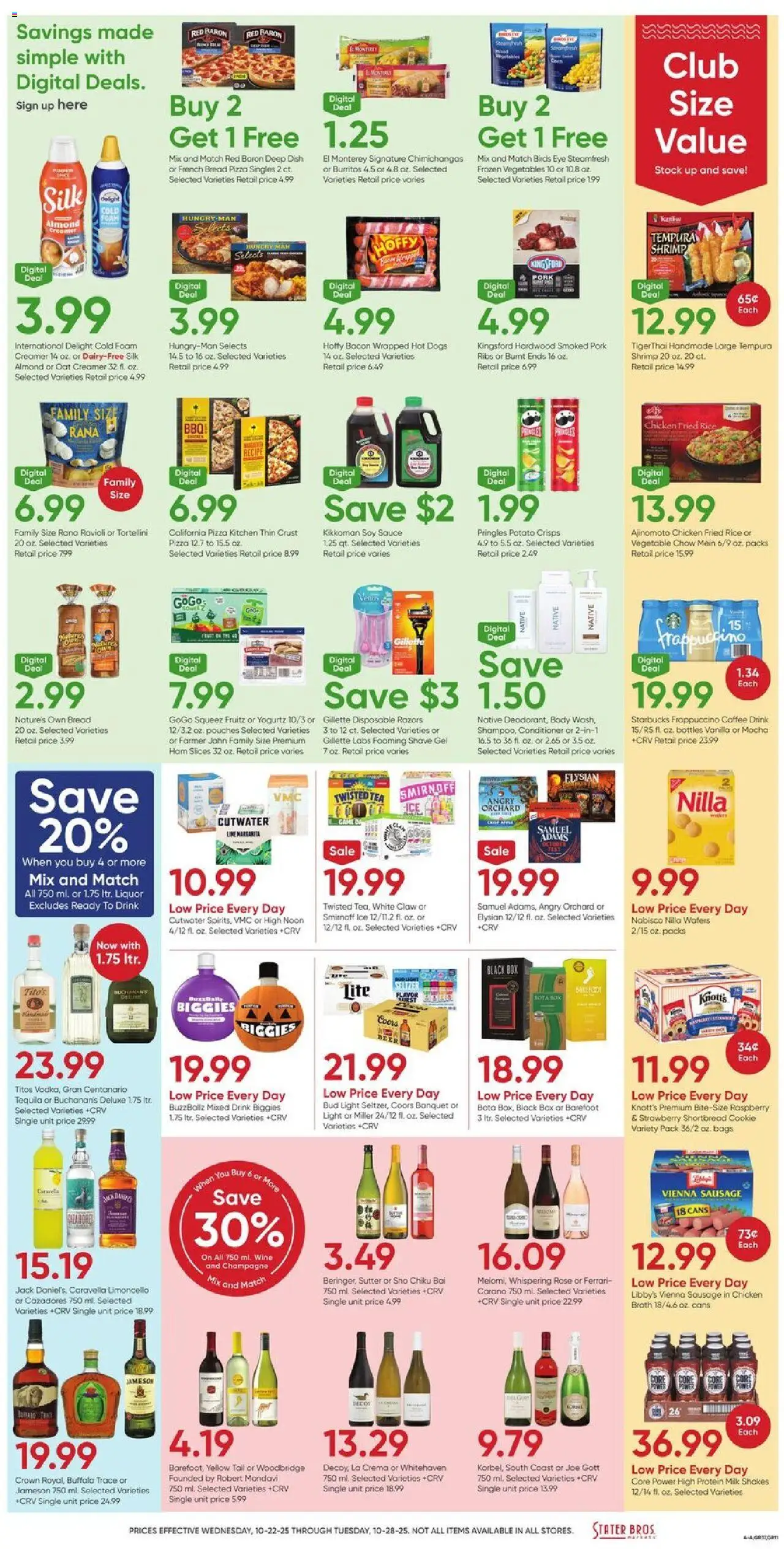 Stater Bros Weekly Ad - valid from 22.10.2025 | Page: 4 | Products: Bread, Wine, Pork, Sausage