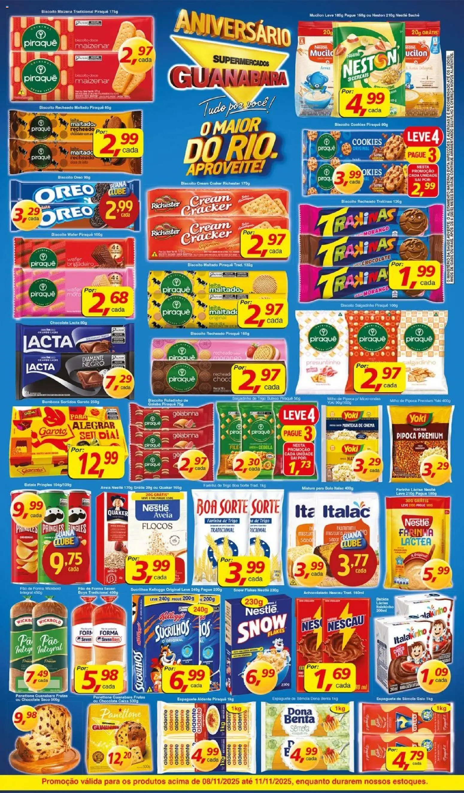 Supermercados Guanabara Folheto - válido de 08.11.2025 | Página: 6 | Produtos: Achocolatado, Chocolate, Pão de forma, Bebida
