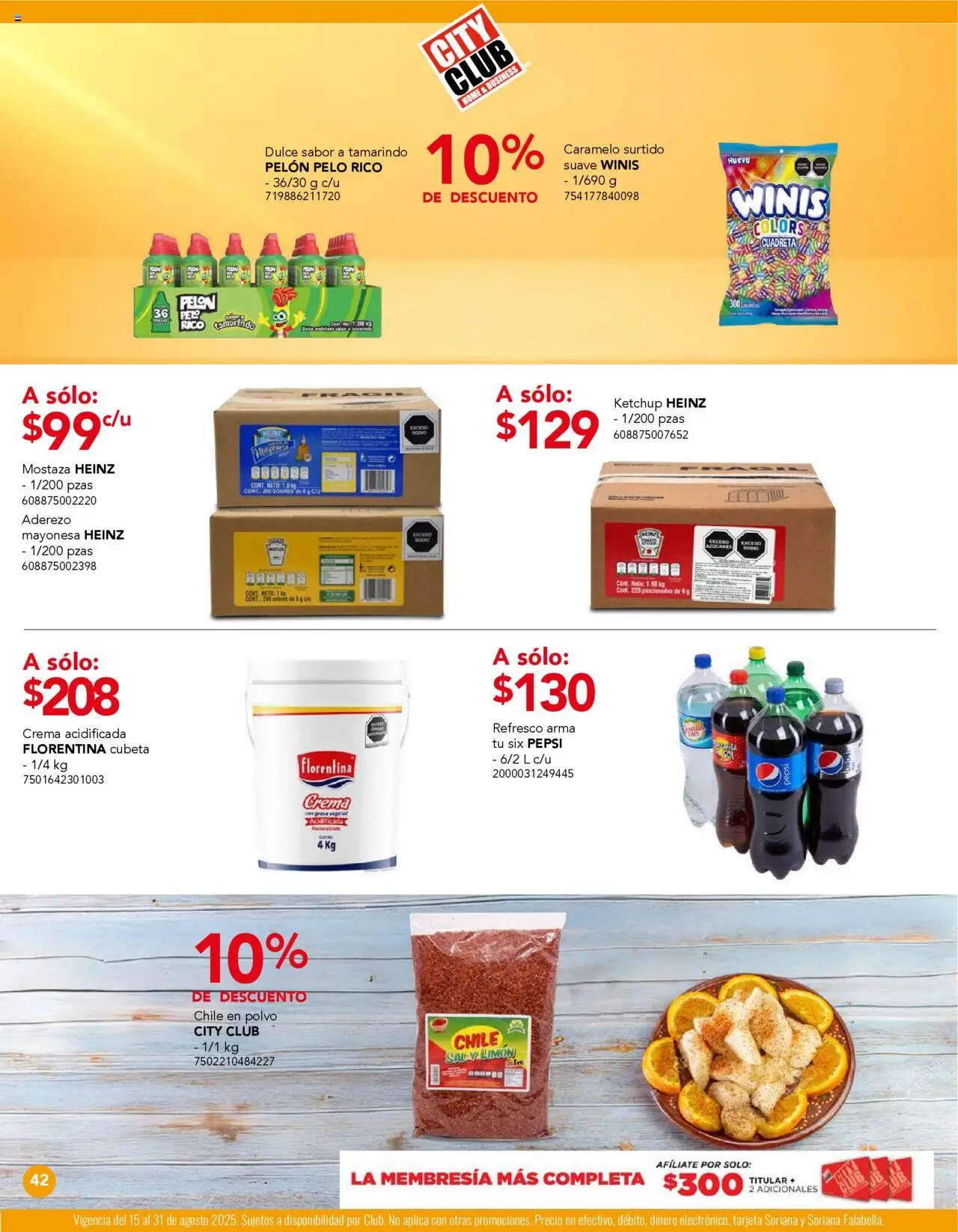 Nuevas ofertas de City Club válidas en toda la República Mexicana desde el 01.08.2025. ¡Encuentra las mejores ofertas en City Club - Catálogo! | Página: 42 | Productos: Aderezo, Mostaza, Refresco, Limón