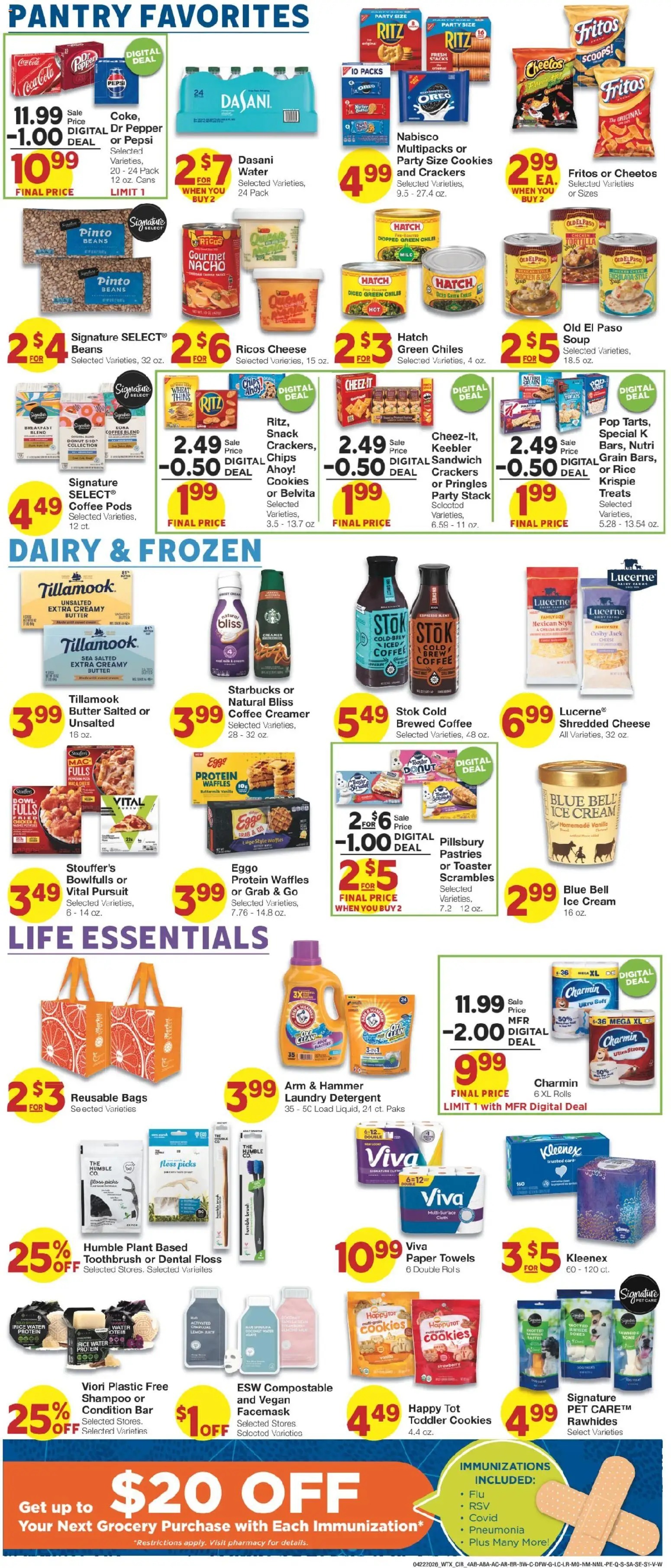 United Supermarkets Weekly Ad - valid from 22.04.2026 | Page: 4 | Products: Milk, Cheese, Coffee, Chips