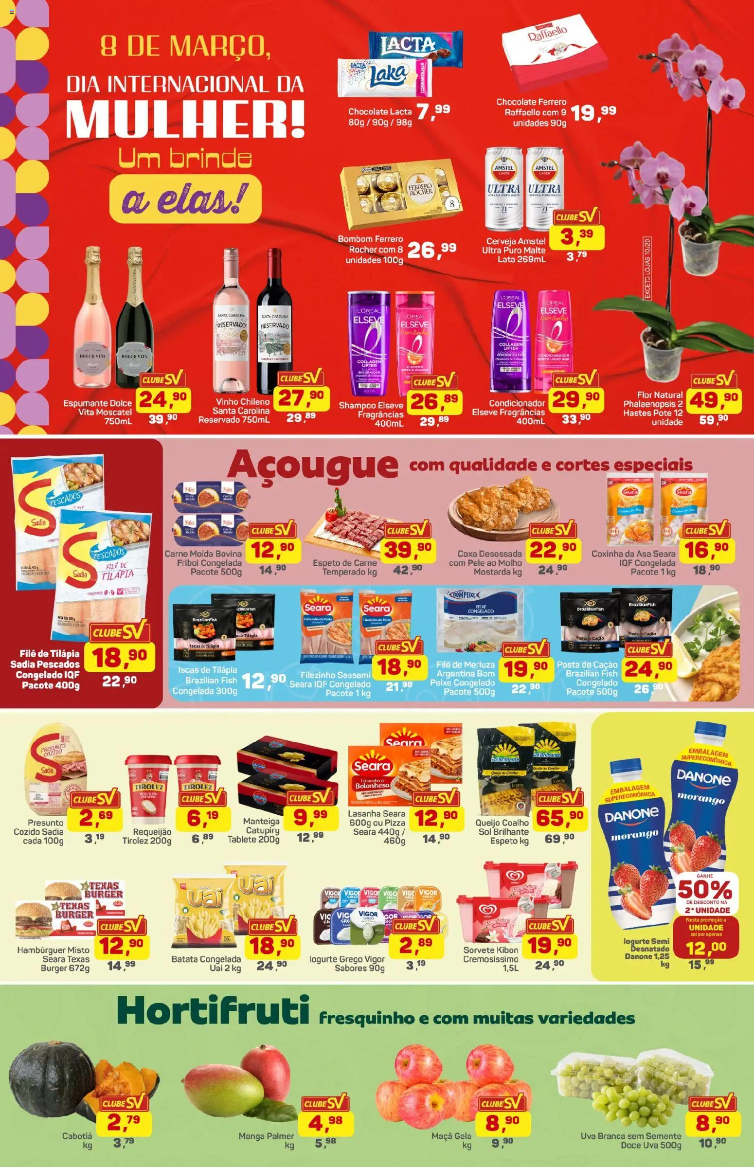 Supermercados São Vicente Folheto - válido de 06.03.2026 | Página: 2 | Produtos: Shampoo, Espumante, Queijo coalho, Ferrero Rocher