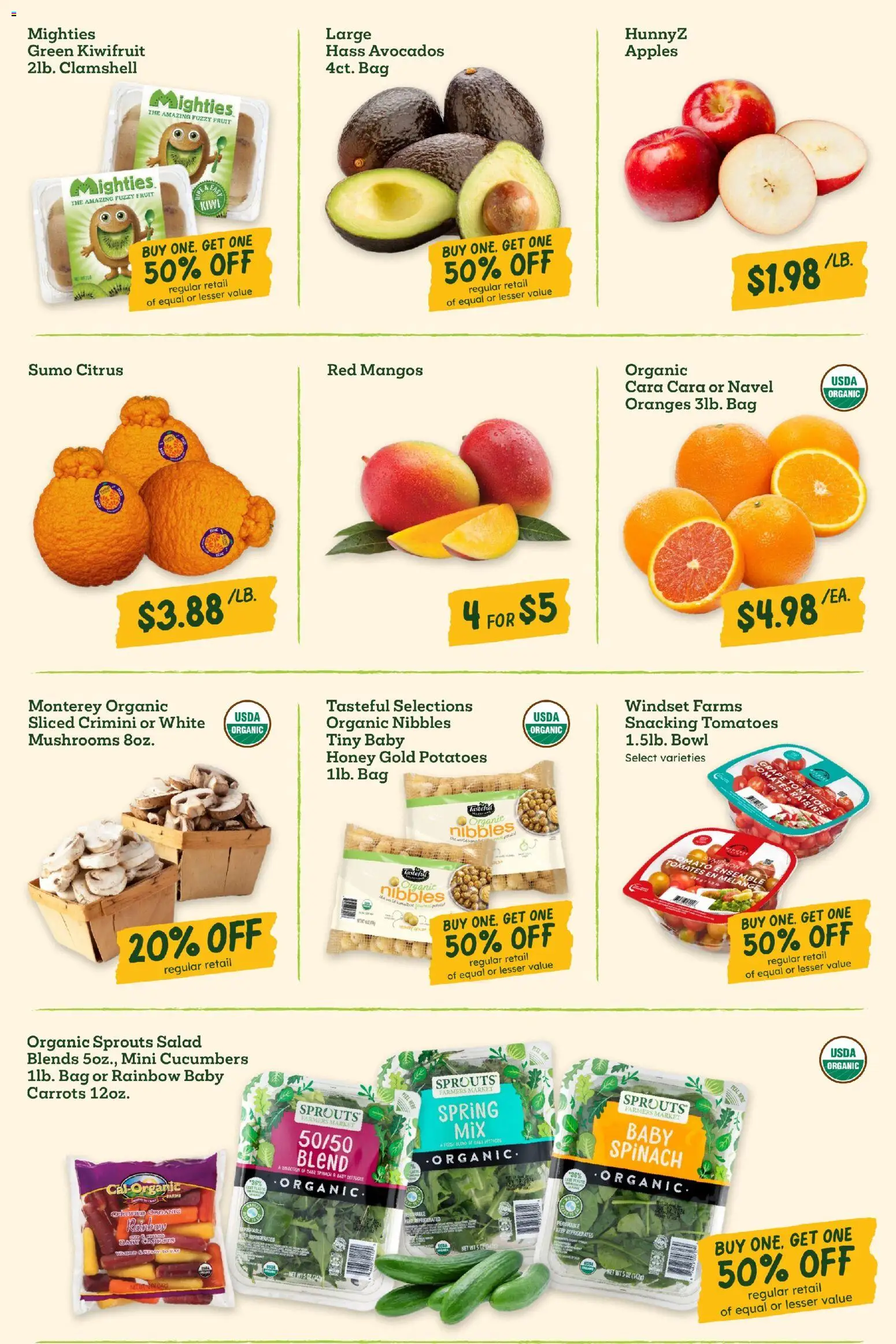 Sprouts Weekly Ad - valid from 25.03.2026 | Page: 6 | Products: Kiwi, Cucumbers, Raisins, Bag