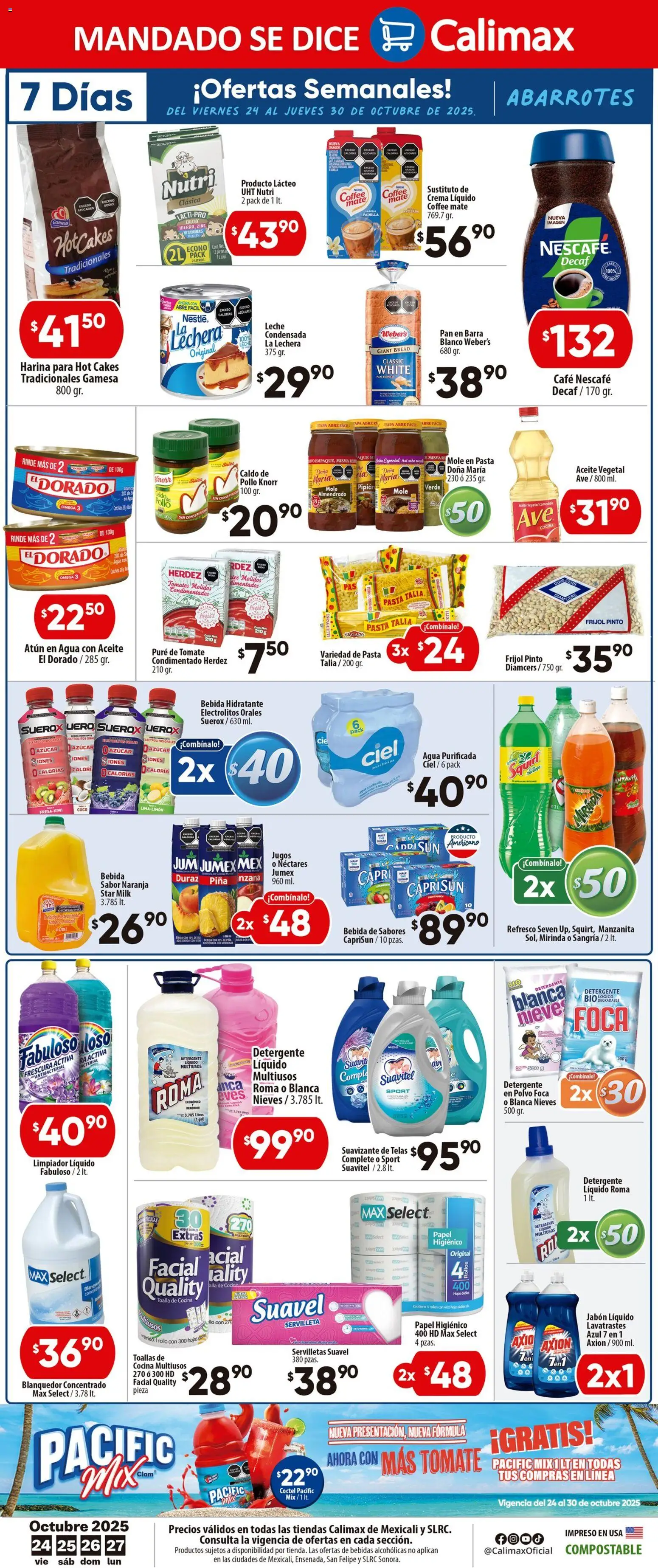 Nuevas ofertas de Calimax válidas en toda la República Mexicana desde el 24.10.2025. ¡Encuentra las mejores ofertas en Calimax - Folleto Mexicali! | Página: 6 | Productos: Café, Piña, Tomates, Servilletas