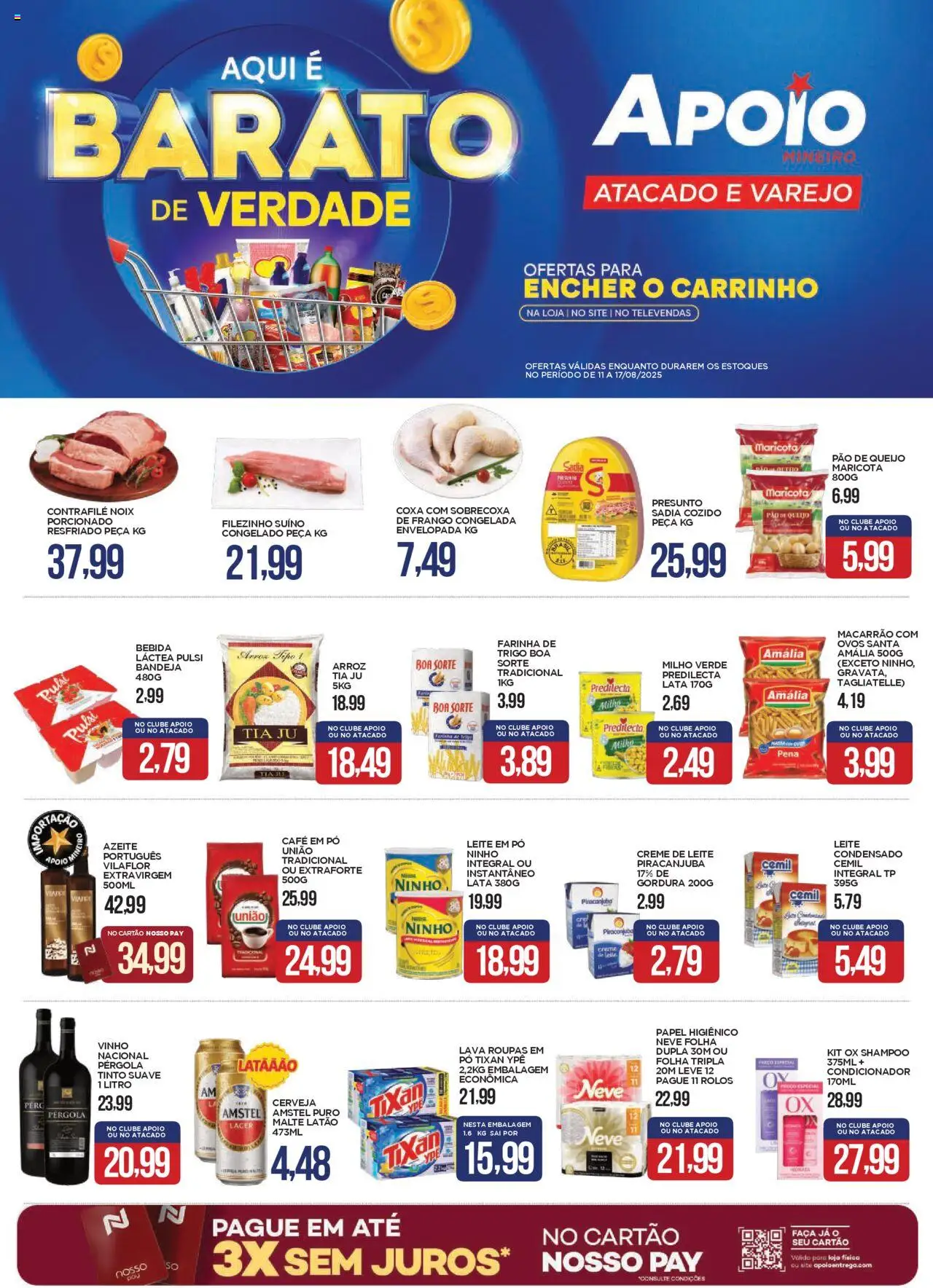 Apoio Mineiro Folheto - válido de 11.08.2025 | Página: 1 | Produtos: Shampoo, Queijo, Pão, Bebida