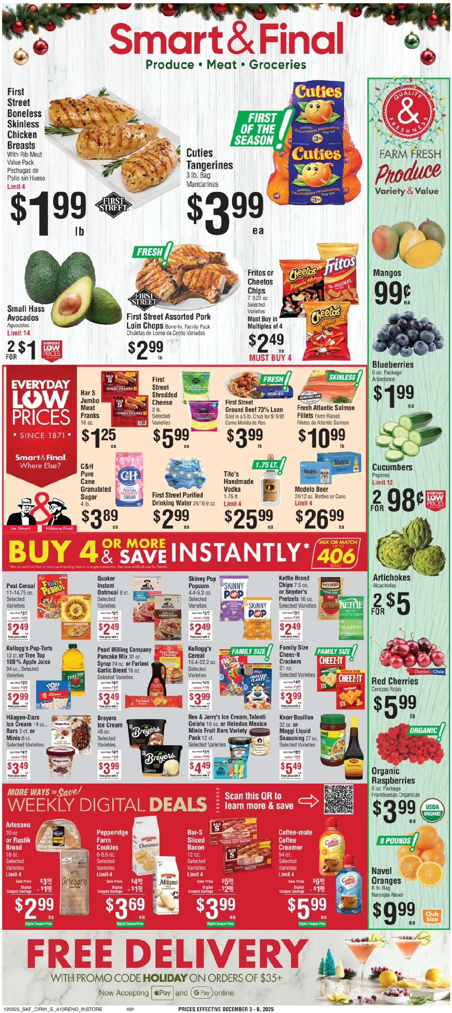 Smart & Final Weekly Ad - valid from 03.12.2025 | Page: 1 | Products: Coffee, Juice, Vodka, Ice cream