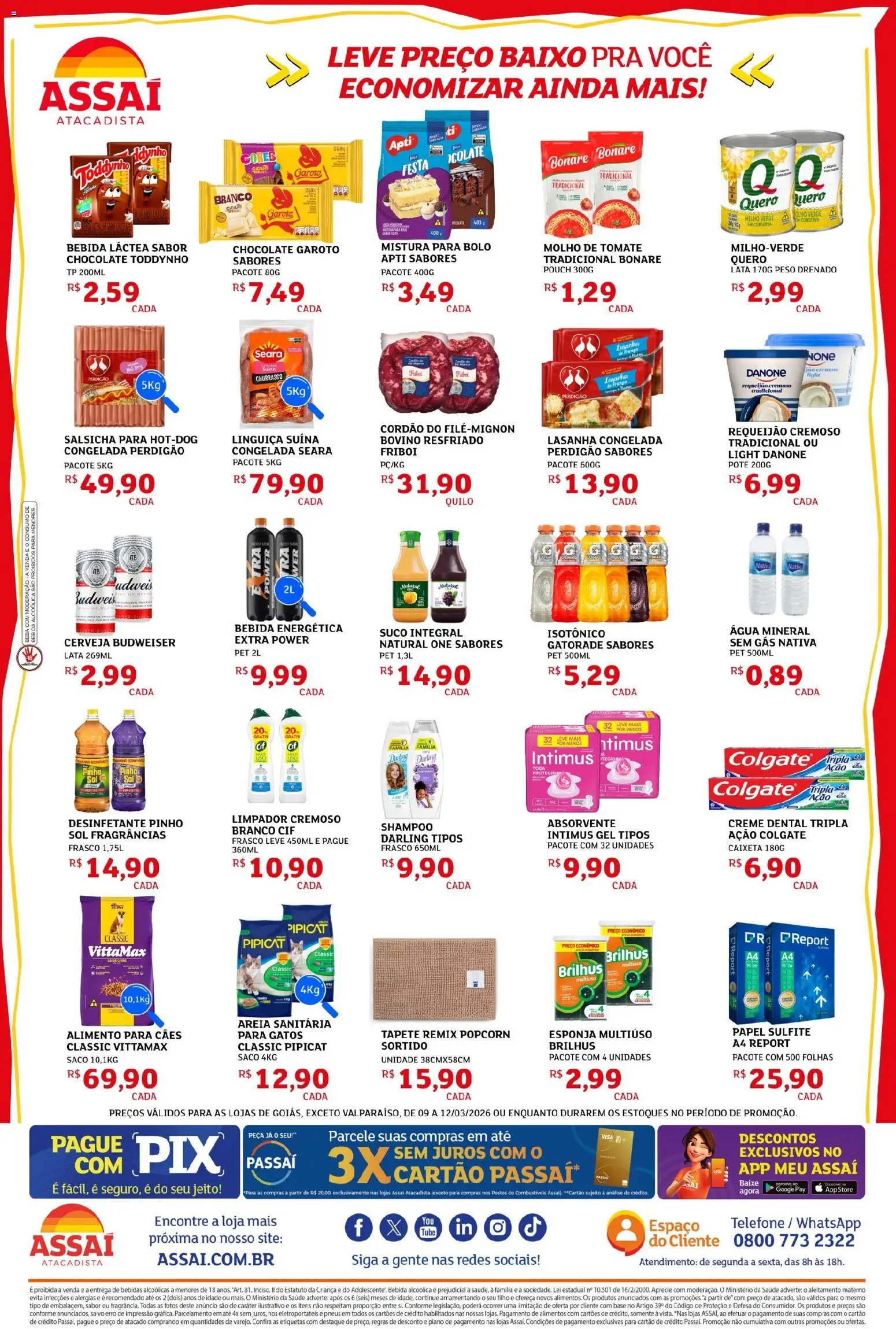 Assaí Atacadista Folheto - válido de 09.03.2026 | Página: 2 | Produtos: Gatorade, Milho verde, Lasanha, Baixo