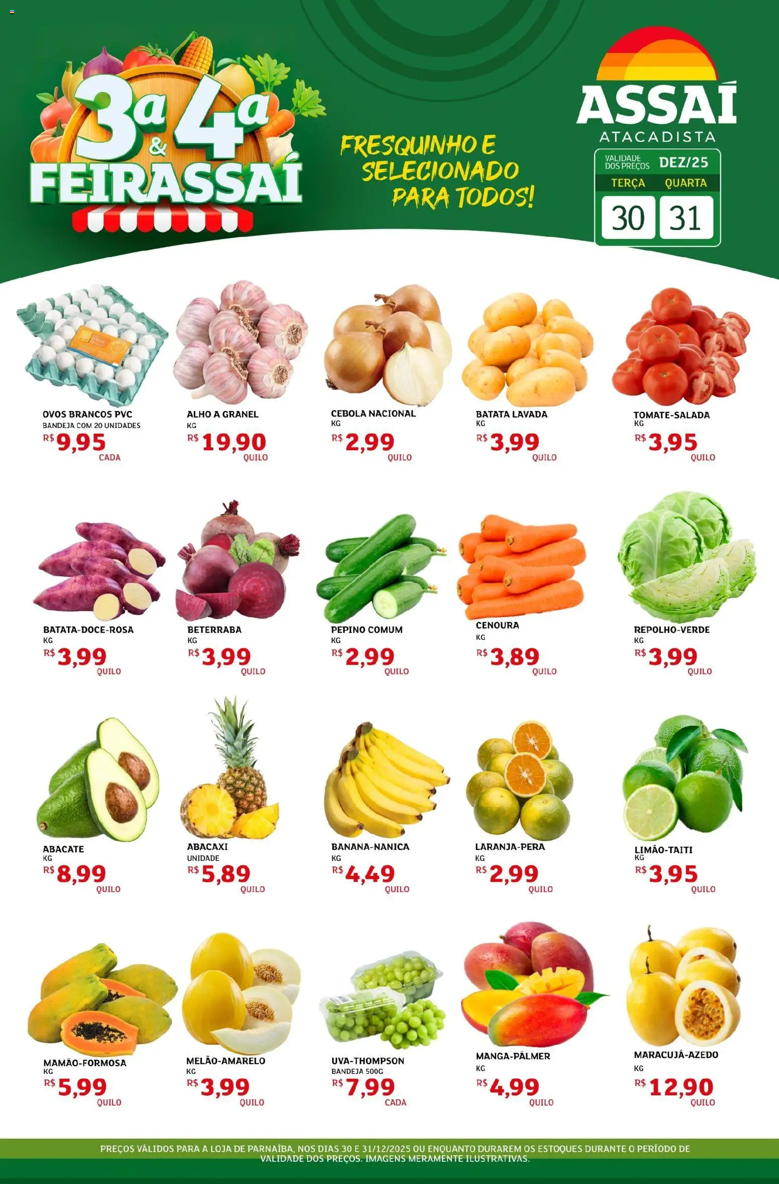 Assaí Atacadista Folheto - válido de 30.12.2025 | Página: 1 | Produtos: Alho, Beterraba, Cebola, Abacaxi
