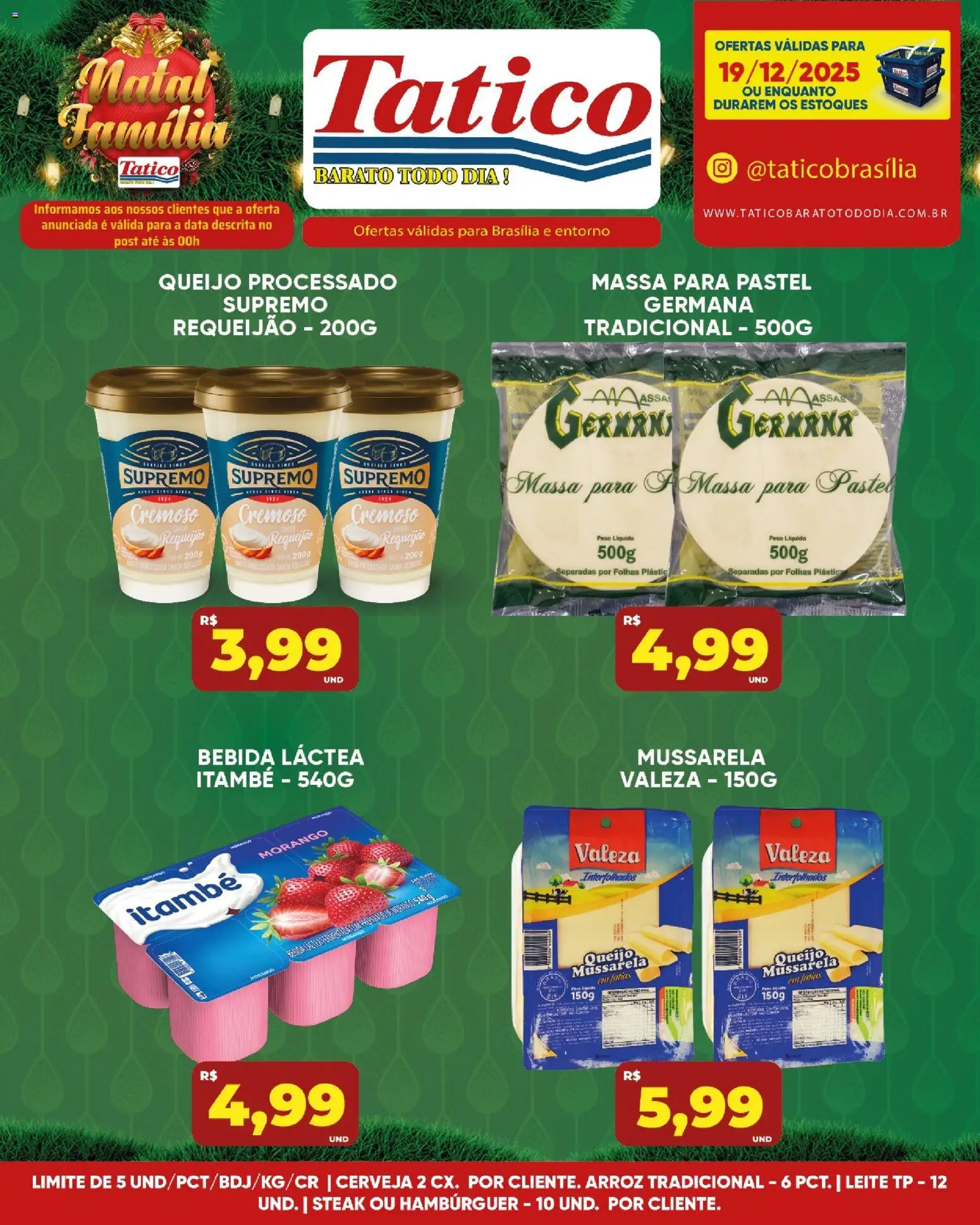 Tatico Folheto - válido de 19.12.2025 | Página: 8 | Produtos: Cerveja, Massa, Hambúrguer, Requeijão