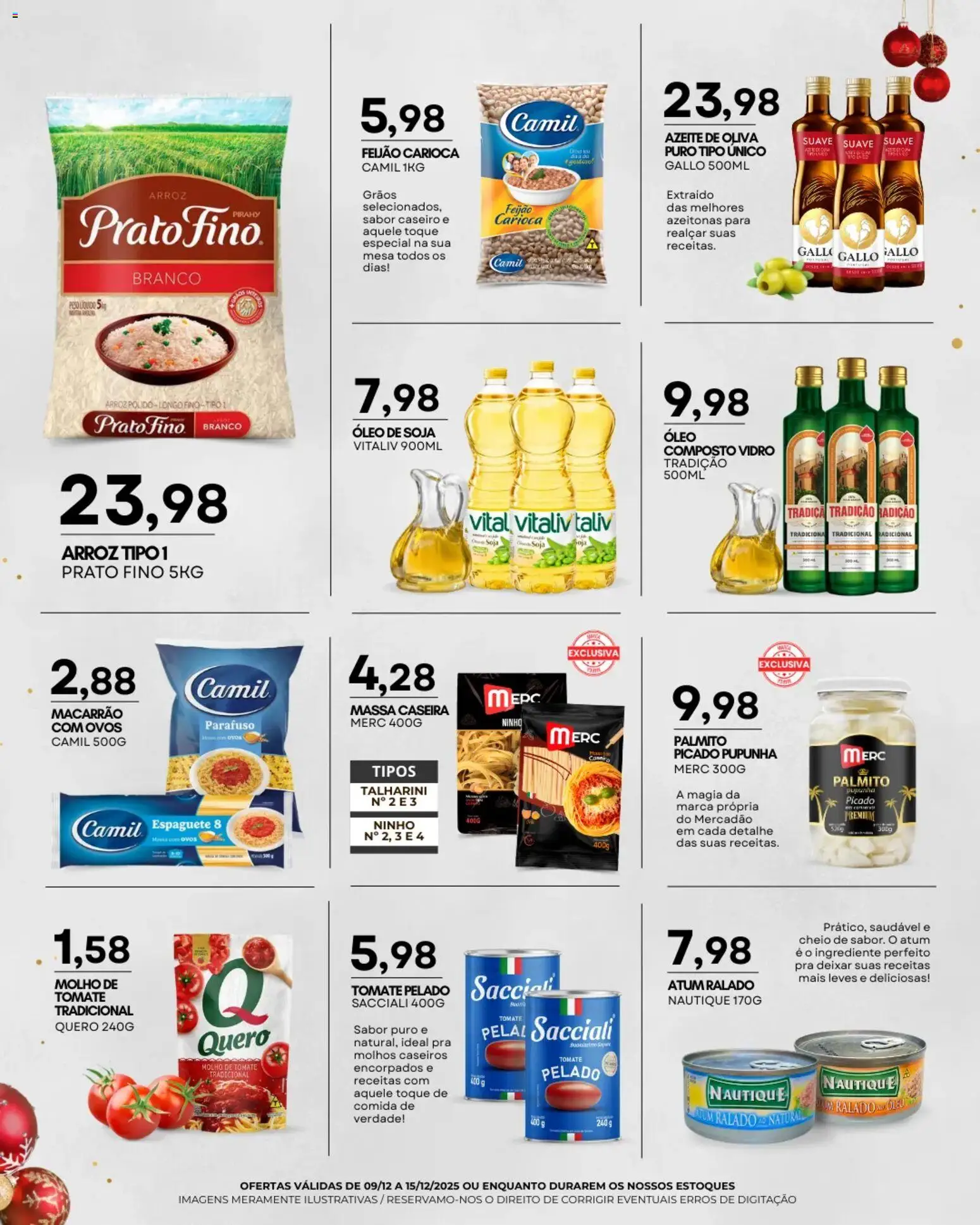 Mercadão Atacadista Folheto - válido de 09.12.2025 | Página: 4 | Produtos: Palmito, Mesa, Azeite, Atum