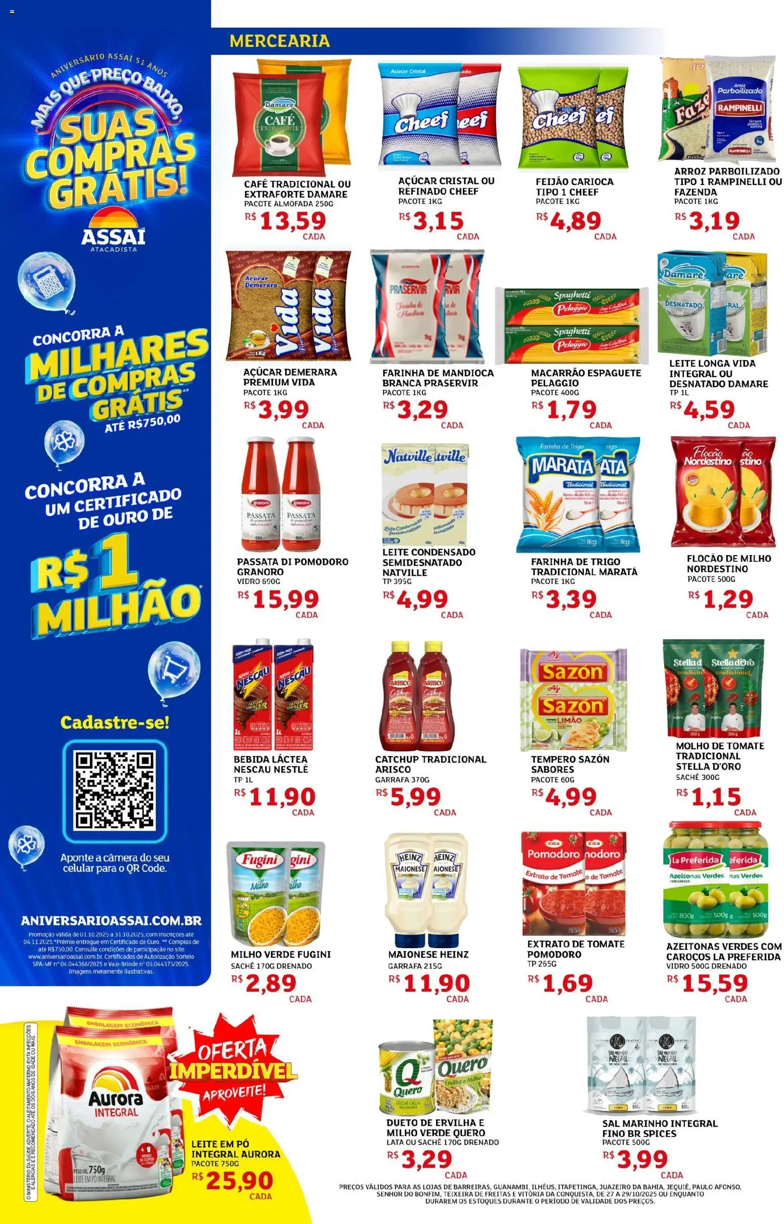 Assaí Atacadista Folheto - válido de 27.10.2025 | Página: 2 | Produtos: Ervilha, Almofada, Leite, Baixo
